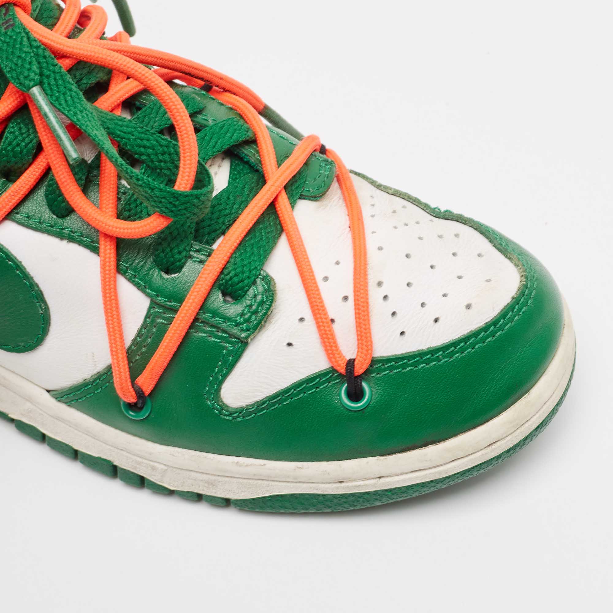 Off-White X Nike Green/White Leather Dunk Low Sneakers Size 37.5