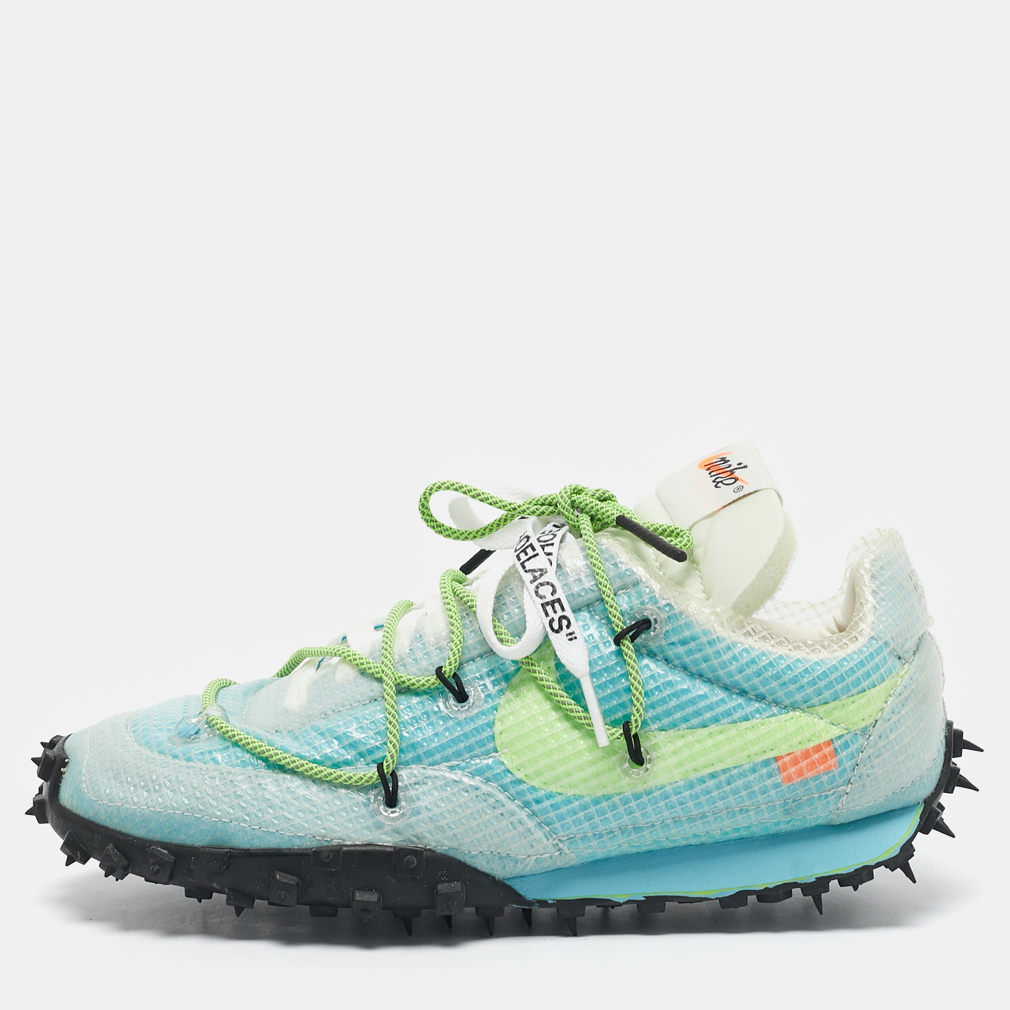 Off-White x Nike Blue Nylon Waffle Racer Vivid Sky Sneakers Size 38.5
Off-White x Nike Blue Nylon Waffle Racer Vivid Sky Sneakers Size 38.5