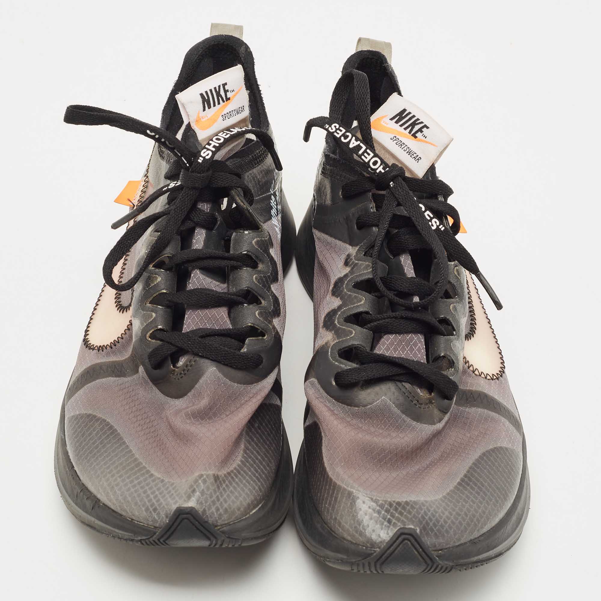 Off-White X Nike Grey/Black Nylon Lace Up Sneakers Size 41