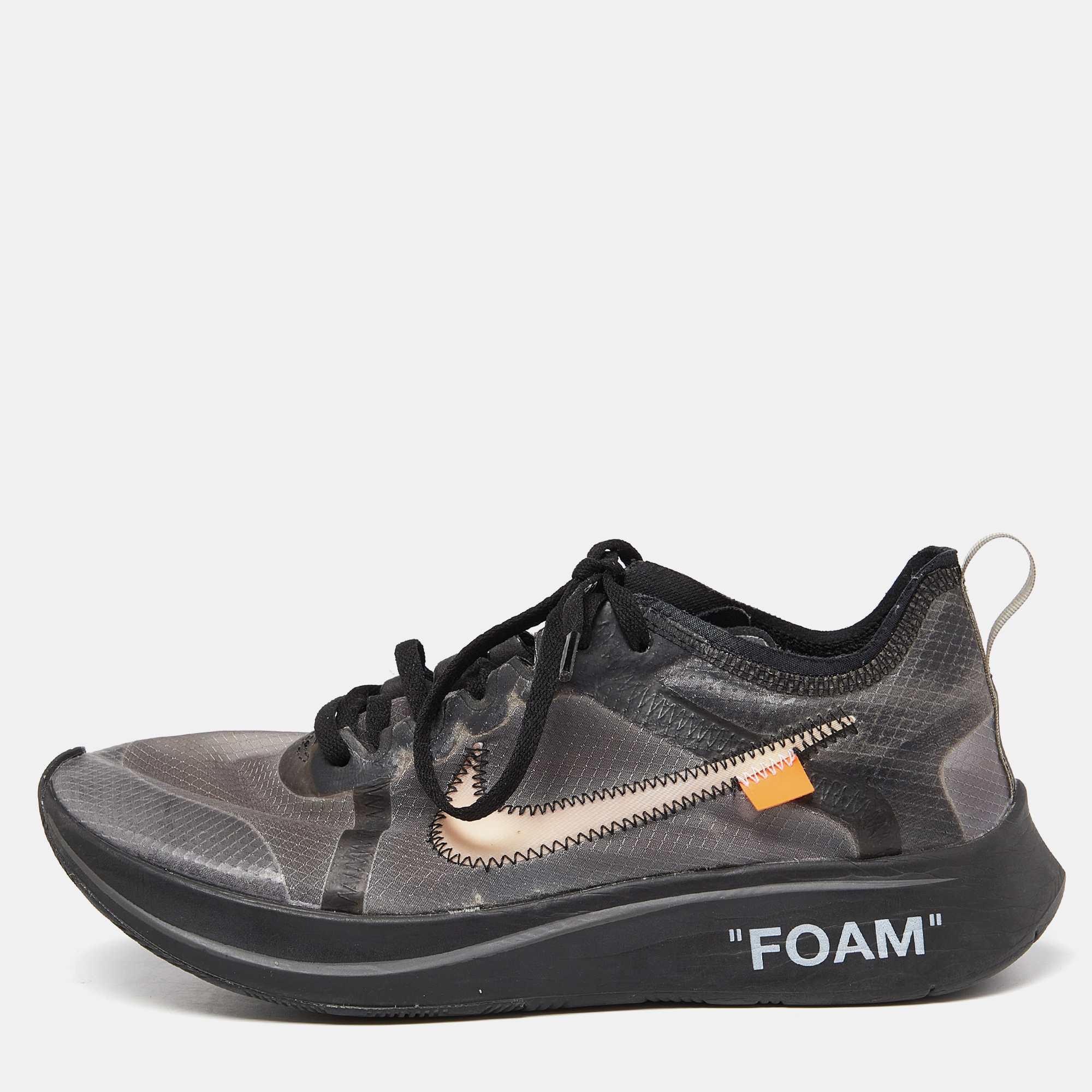 Off white x nike two tone mesh zoom fly sp black sneakers size 40