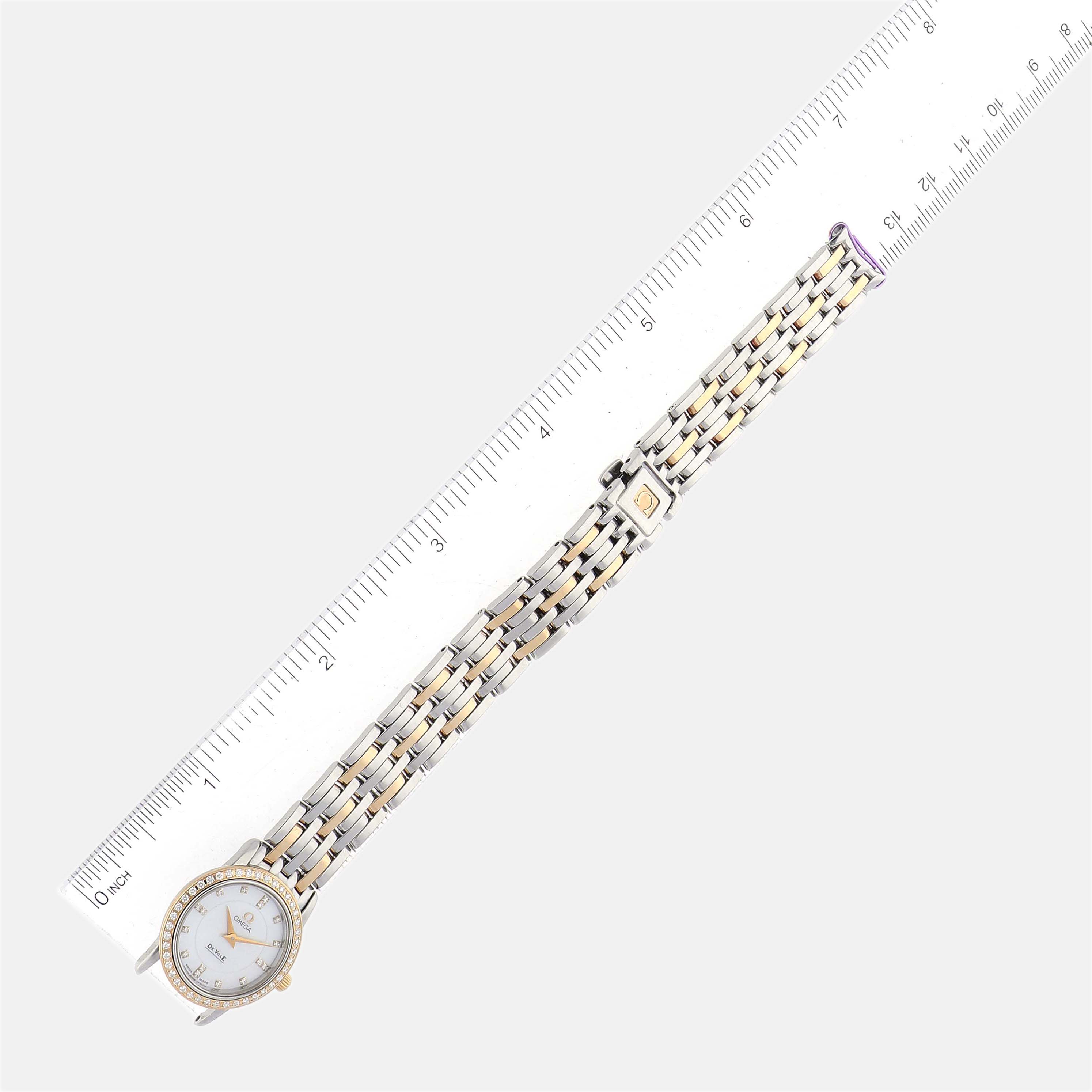 Omega Blue Diamond 18k Rose Gold And Stainless Steel Constellation 123.25.24.60.53.001 Quartz Women's Wristwatch 24 Mm