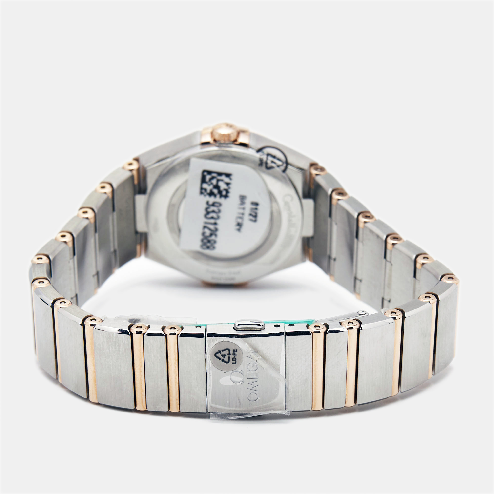 Omega Mother Of Pearl 18K Rose Gold Stainless Steel Diamond Constellation 131.20.28.60.55.001 Women's Wristwatch 28 Mm