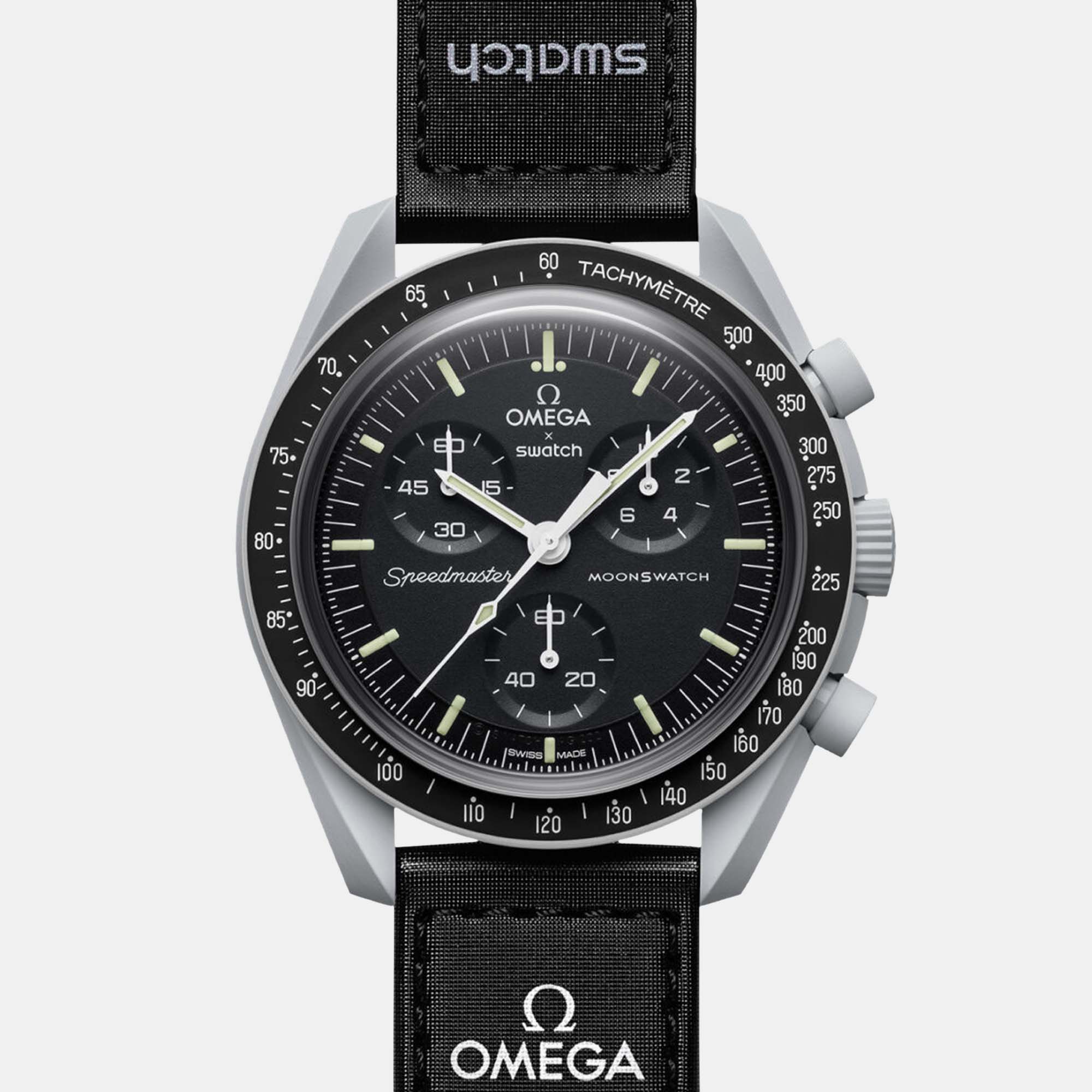 Omega grey velcro moon swatch mission to the moon 42 mm