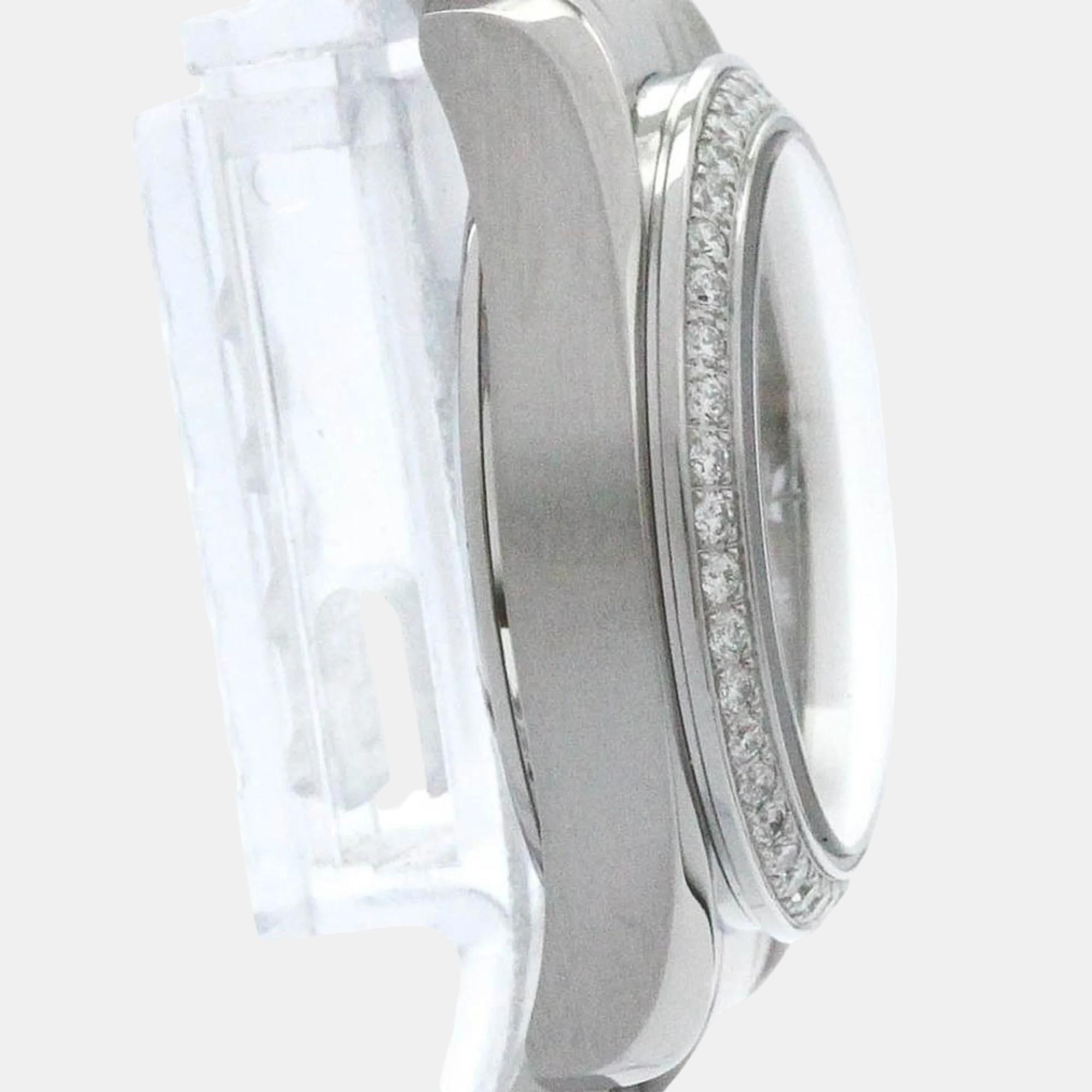 Omega White Diamond Shell Stainless Steel Seamaster Aqua Terra Quartz Women's Wristwatch 30 Mm