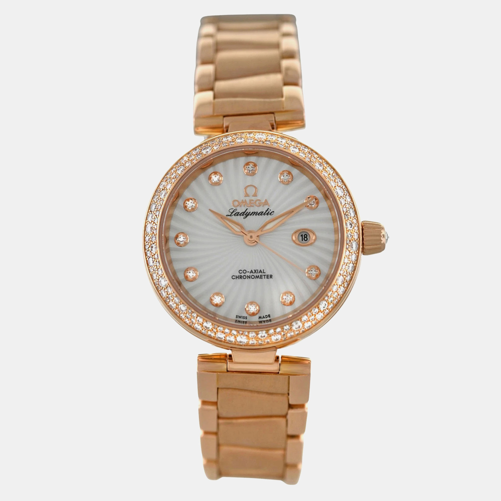 Omega De Ville Ladymatic 425.65.34.20.55.002 Automatic MOP 18K Rose Gold Women's Wristwatch 34 mm
Omega De Ville Ladymatic 425.65.34.20.55.002 Automatic MOP 18K Rose Gold Women's Wristwatch 34 mm