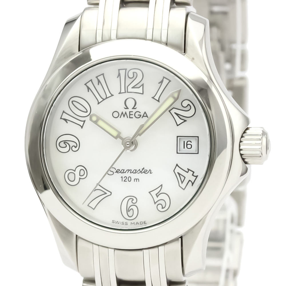 Omega White Stainless Steel Seamaster 120M 2581.70 Women's Wristwatch 26 MM