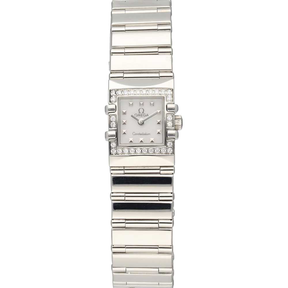 Omega MOP Diamonds Stainless Steel Constellation Quadra Mini 1537.71.00 Women's Wristwatch 17 MM