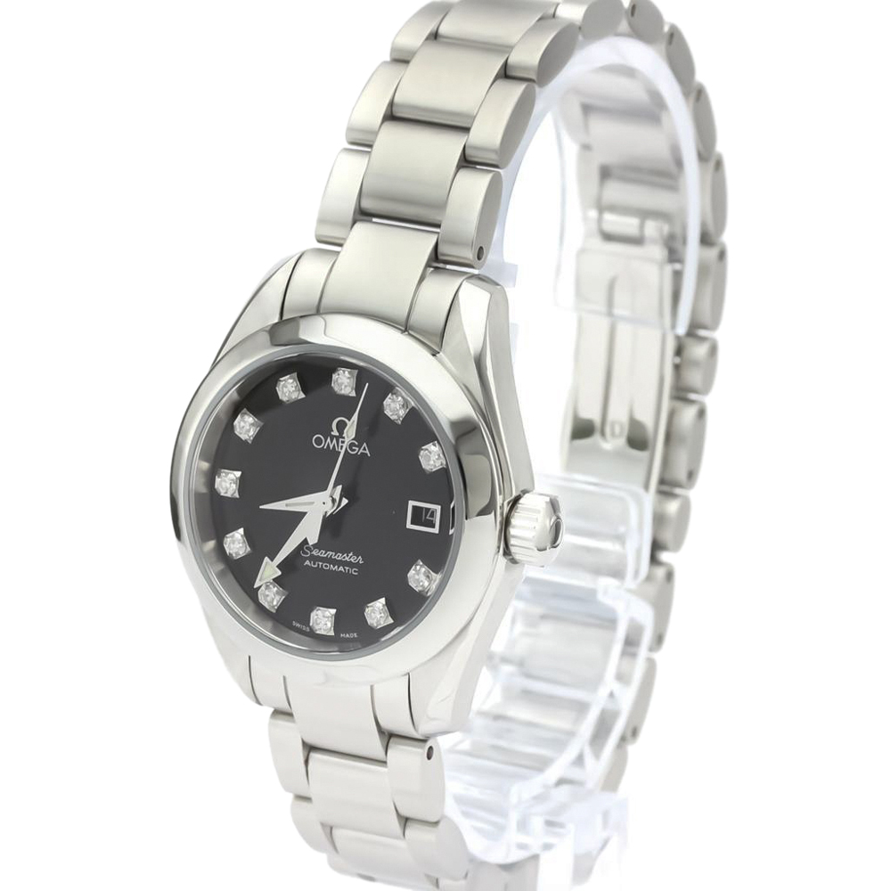 Omega Black Diamonds Stainless Steel Seamaster Aqua Terra 2563.55 Quartz Women's Wristwatch 29 MM