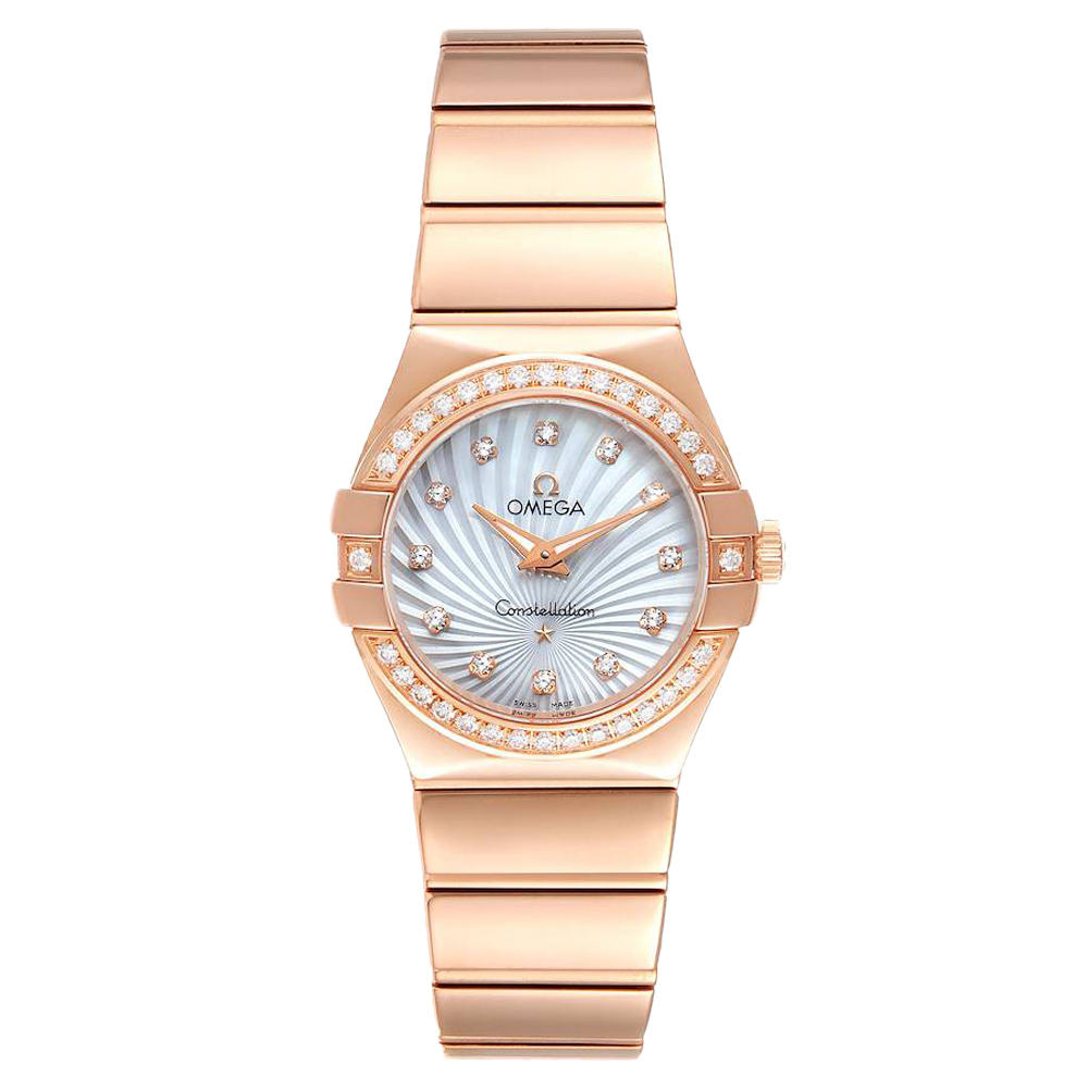 Omega MOP 18K Rose Gold Constellation Diamond 123.55.24.60.55.005 Women's Wristwatch 24MM
