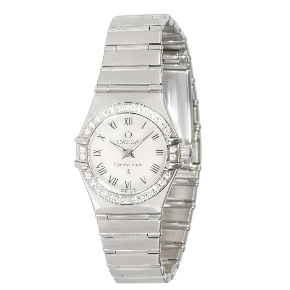 Omega White Diamond Stainless Steel Constellation 1466.61.00 Women's Wristwatch 22.5MM