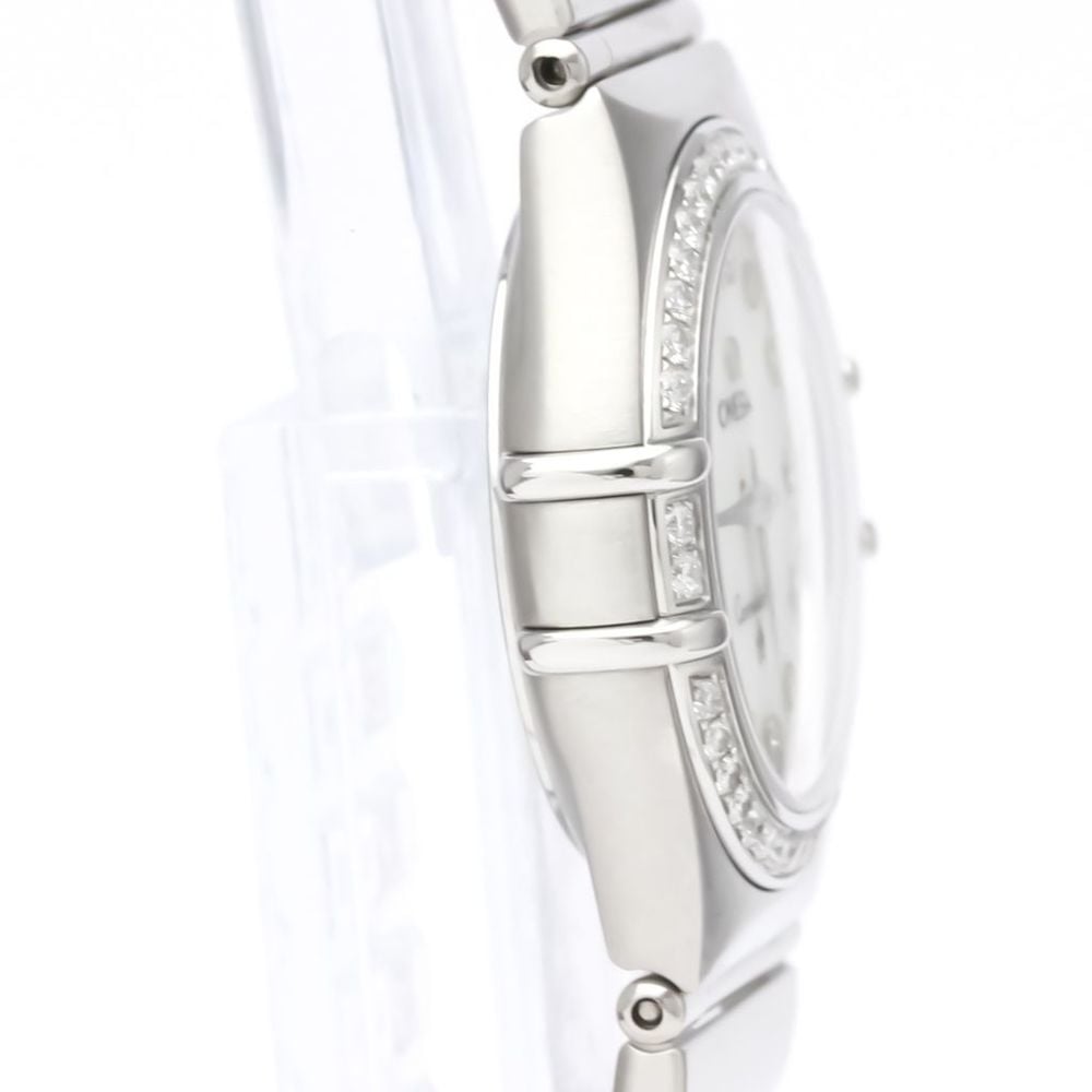 Omega White Shell Diamond Stainless Steel Constellation 111.15.26.60.55.001 Quartz Women's Wristwatch 25 Mm