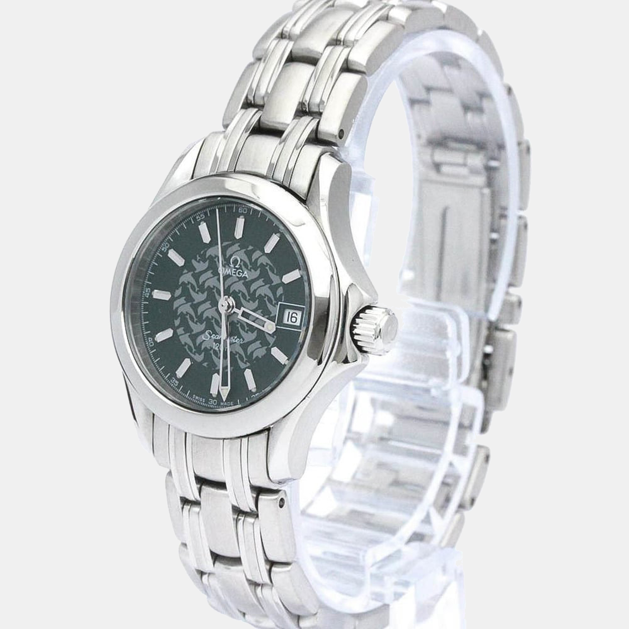 Omega Green Stainless Steel Seamaster 120M 2586.70 Women's Wristwatch 26 Mm