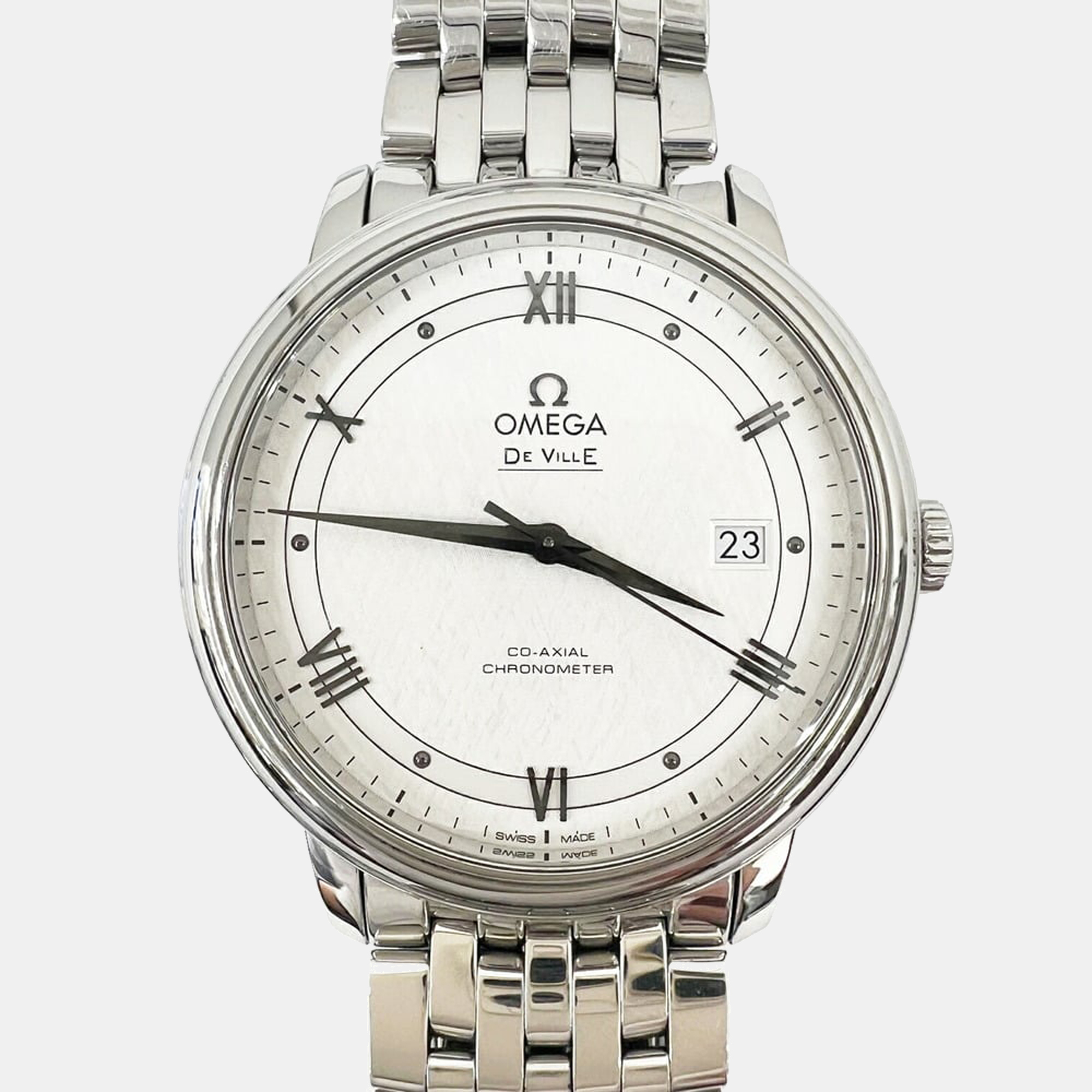 Omega Silver Stainless Steel De Ville 424.10.40.20.02.005 Women's Wristwatch 39.5 Mm