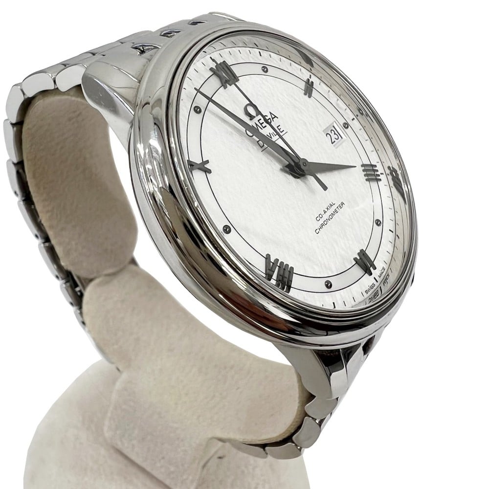 Omega Silver Stainless Steel De Ville 424.10.40.20.02.005 Women's Wristwatch 39.5 Mm