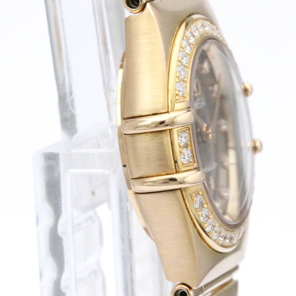 Omega Black Diamonds 18K Rose Gold Constellation 1160.60 Women's Wristwatch 22 Mm