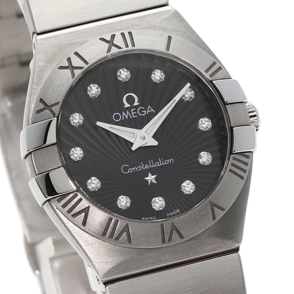Omega Black Diamonds Stainless Steel Constellation 123.10.24.60.51.001 Women's Wristwatch 25 Mm