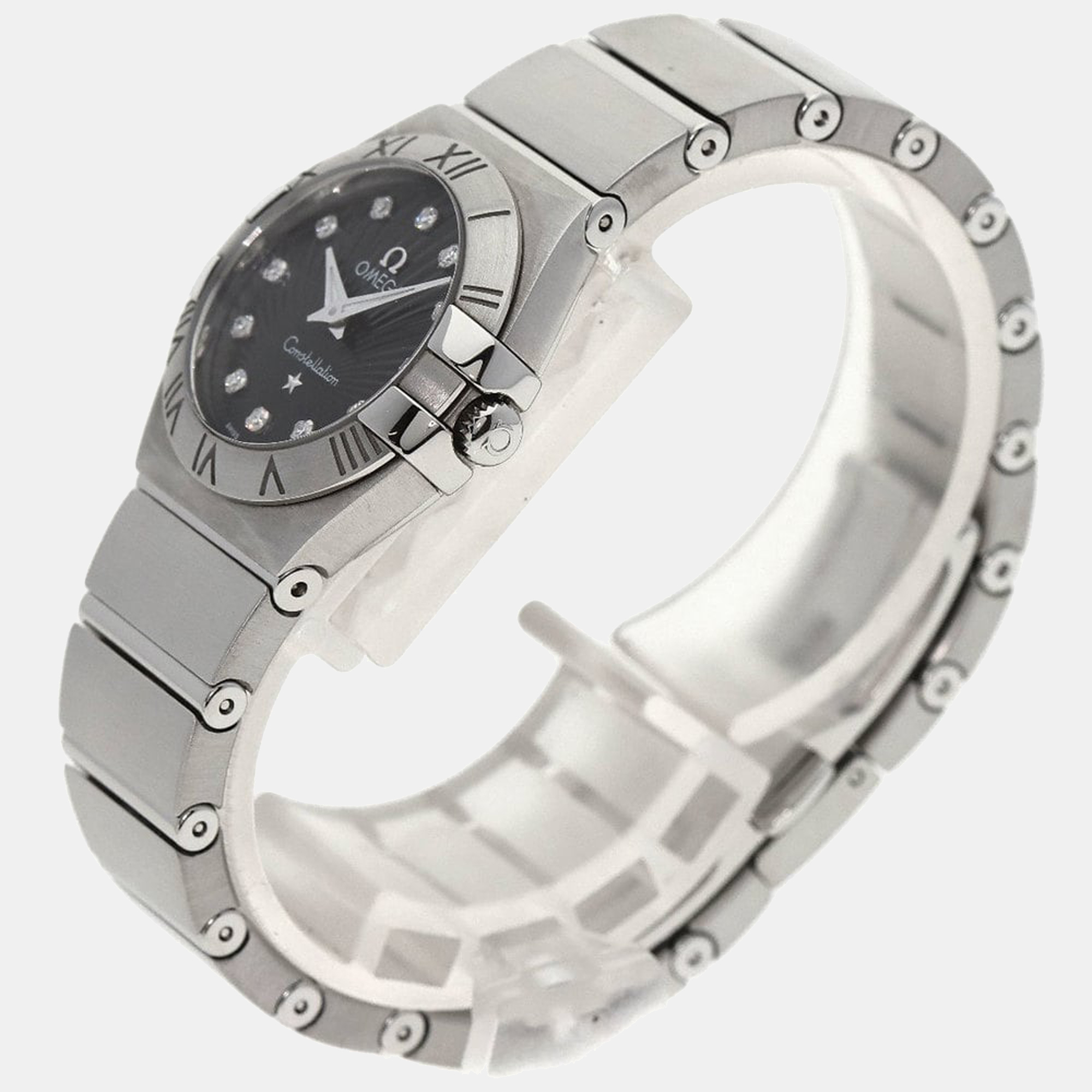 Omega Black Diamonds Stainless Steel Constellation 123.10.24.60.51.001 Women's Wristwatch 25 Mm