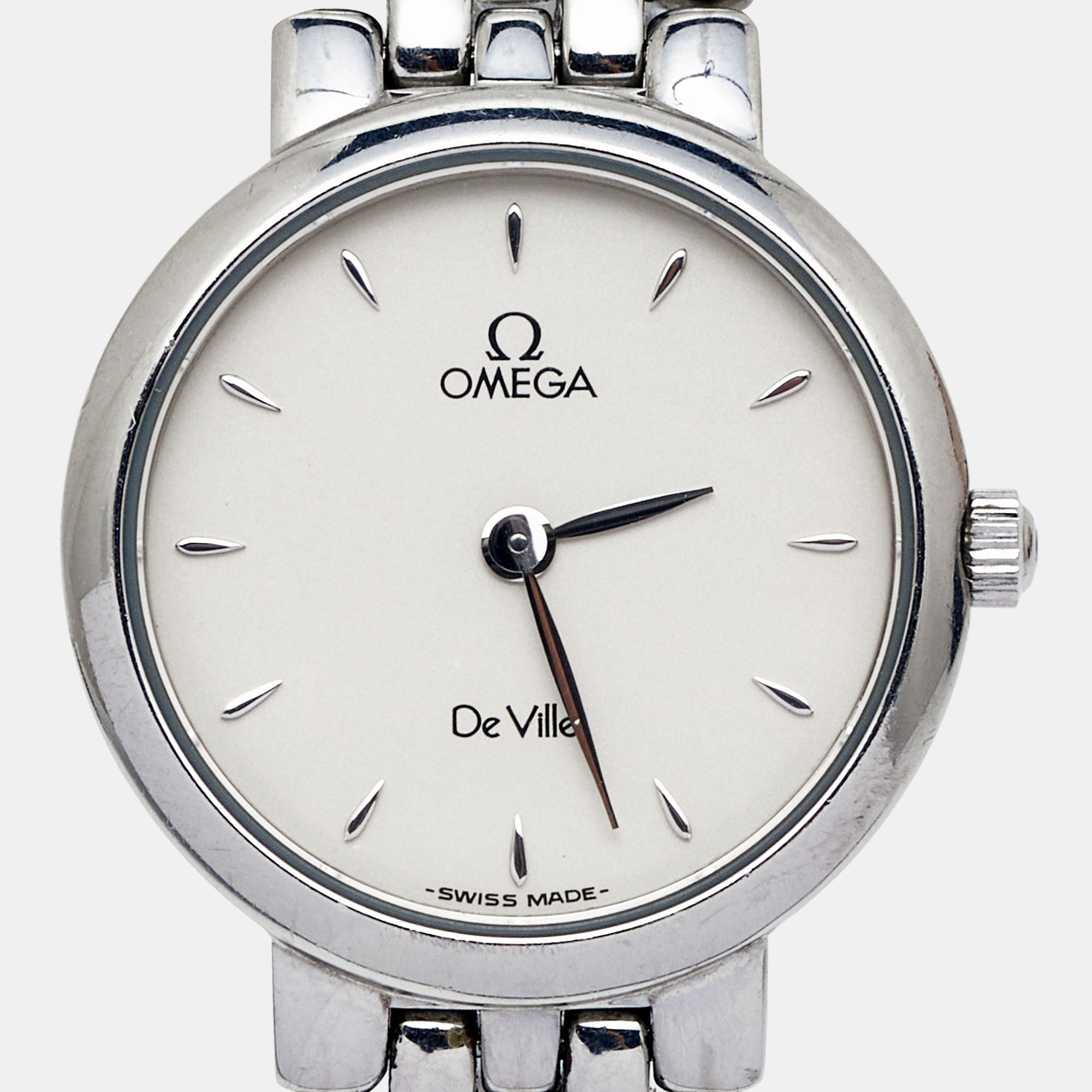 Omega Silver White Stainless Steel De Ville 795.1111 Women's Wristwatch 23 Mm