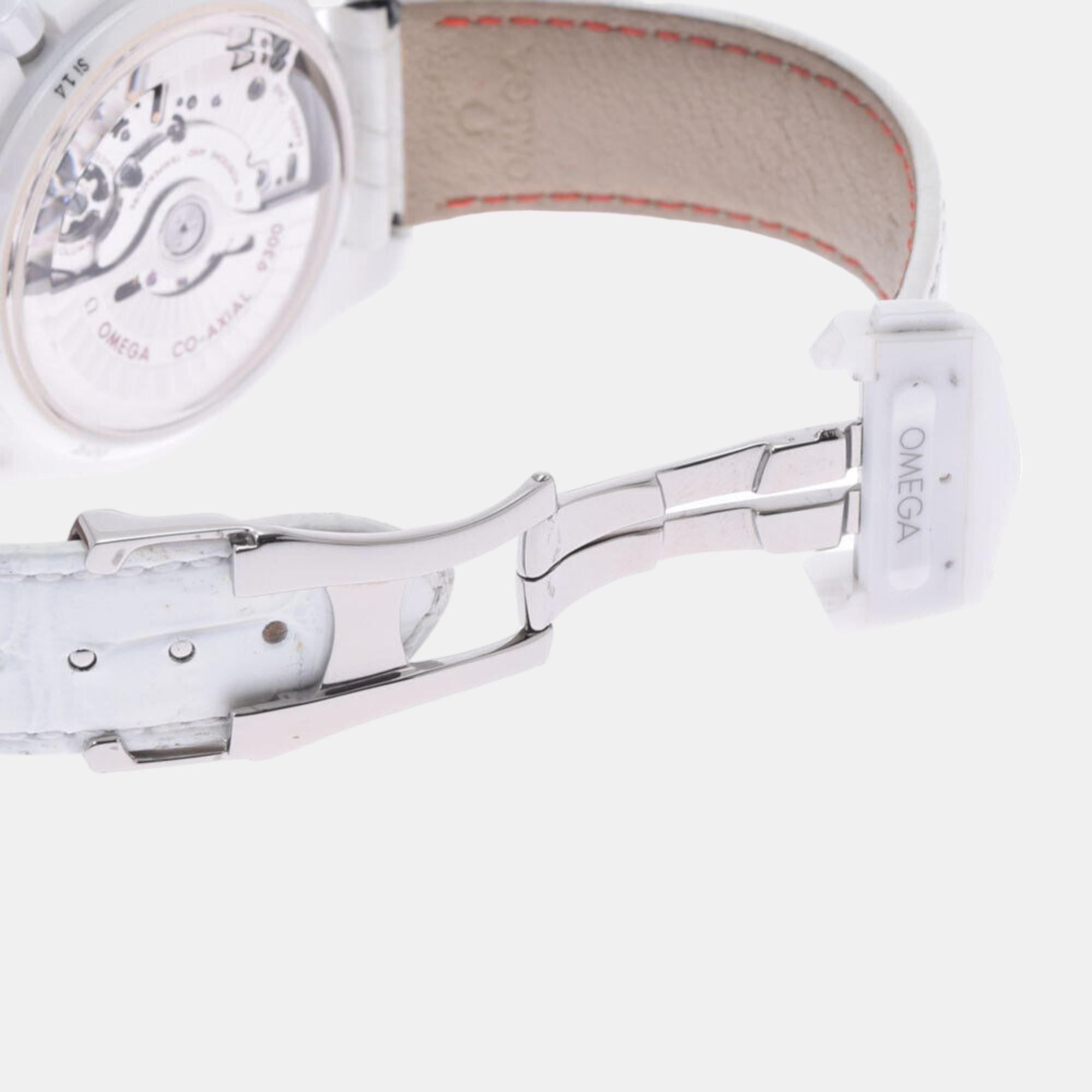 Omega White Ceramic Speedmaster 311.98.44.51.55.001 Automatic Women's Wristwatch 44 Mm