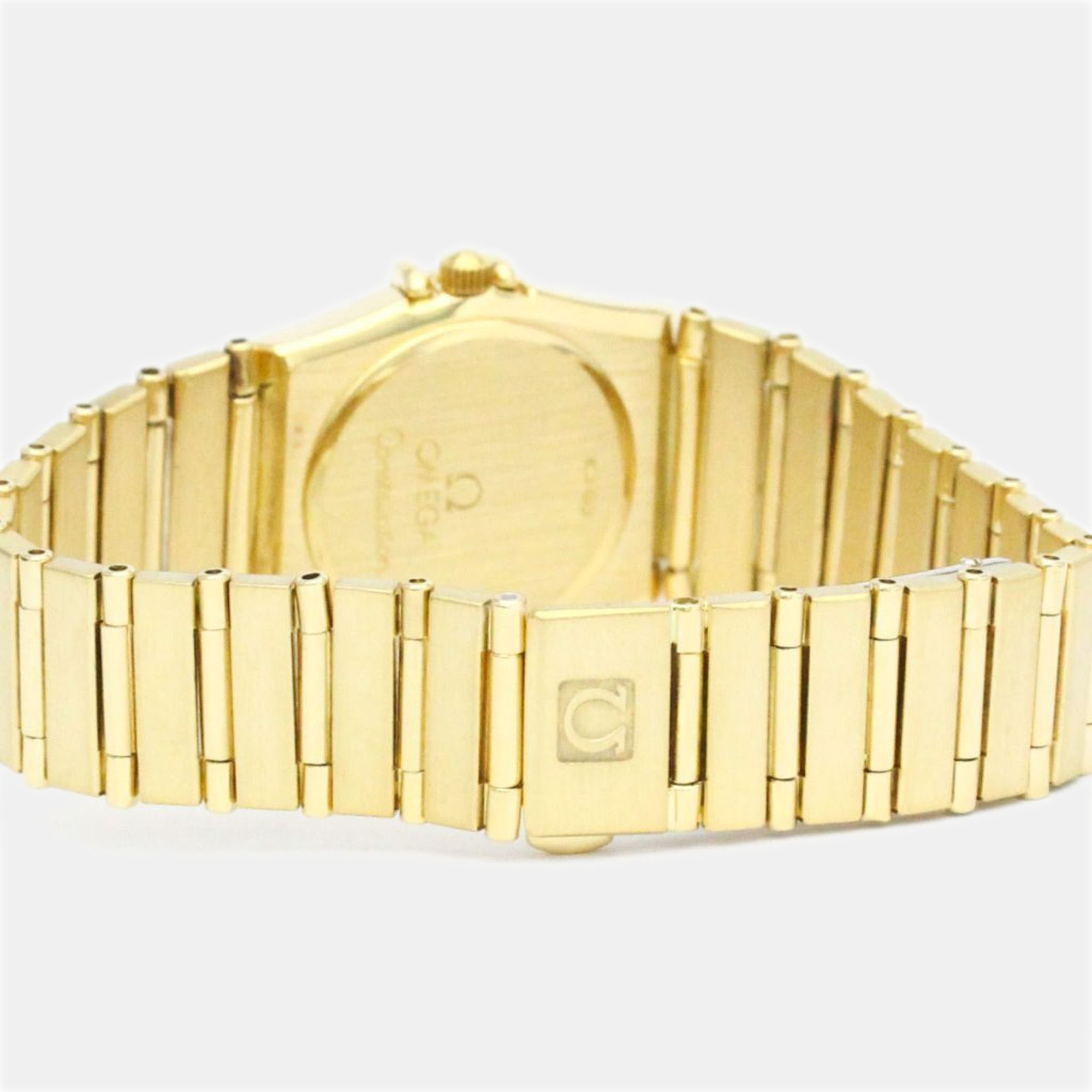 Omega White Shell 18k Yellow Gold Constellation Quartz Women's Wristwatch 23 Mm