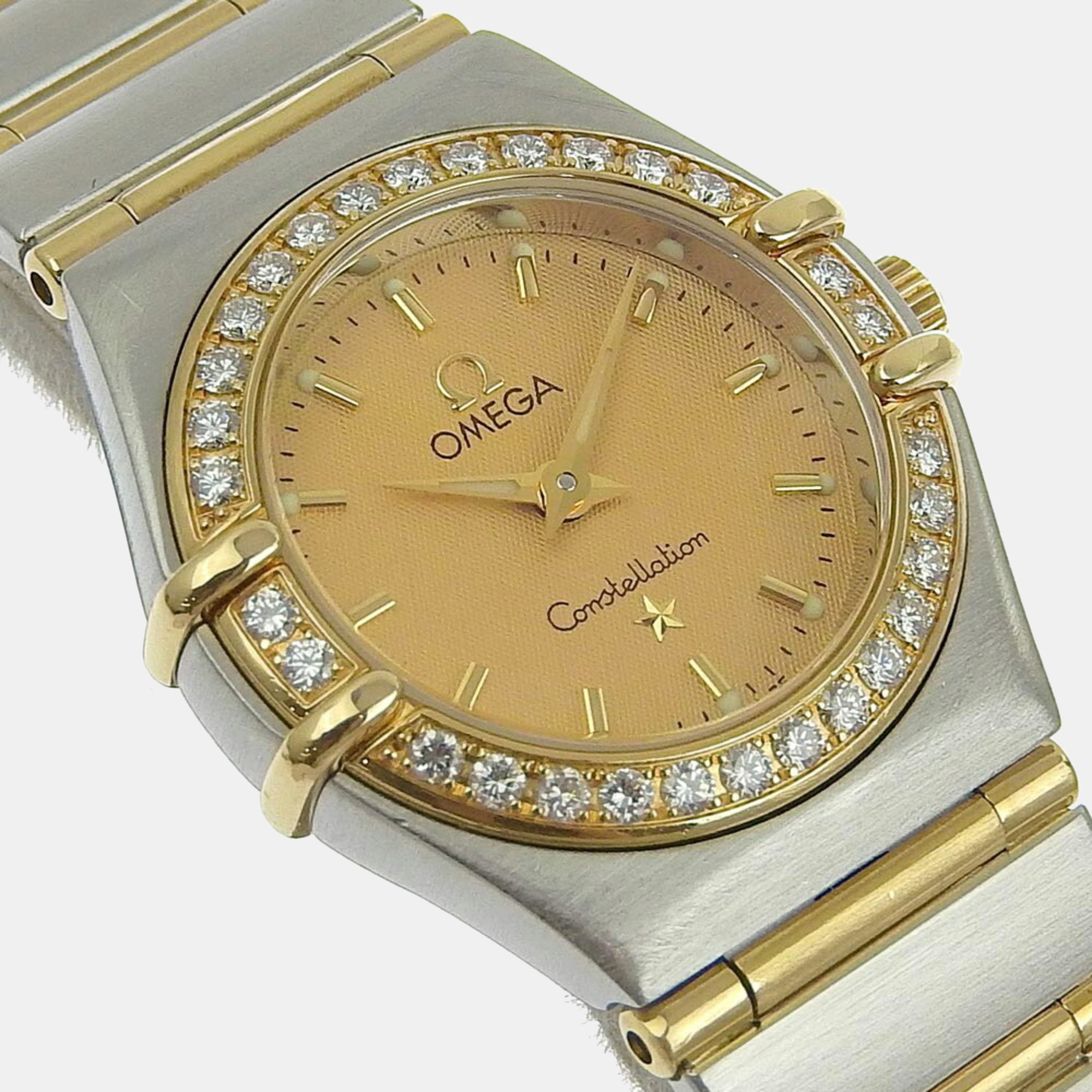 Omega Champagne 18k Yellow Gold And Stainless Steel Constellation 1267.10 Quartz Women's Wristwatch 23 Mm