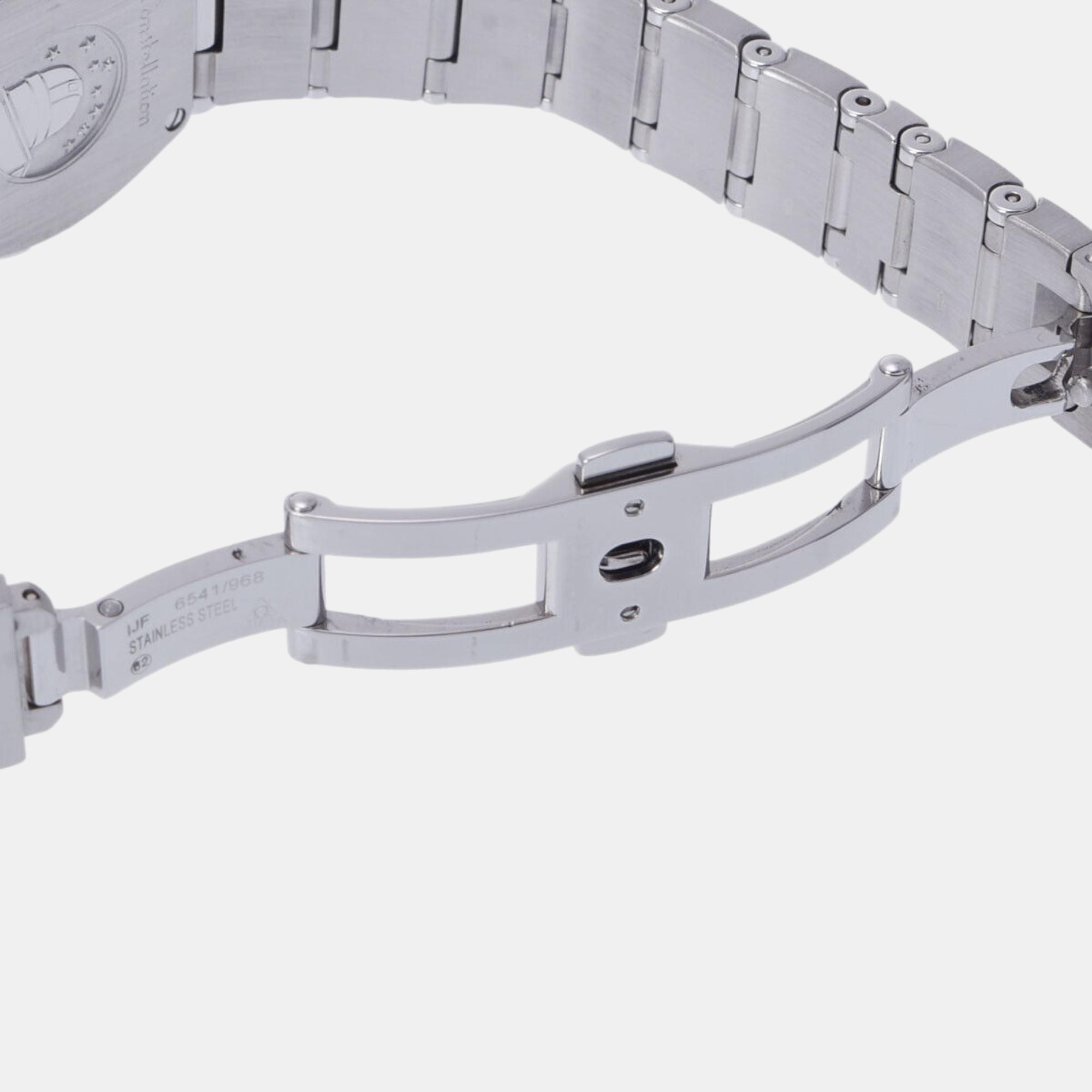Omega White Shell Stainless Steel Constellation 123.10.24.60.05.001 Quartz Women's Wristwatch 24 Mm