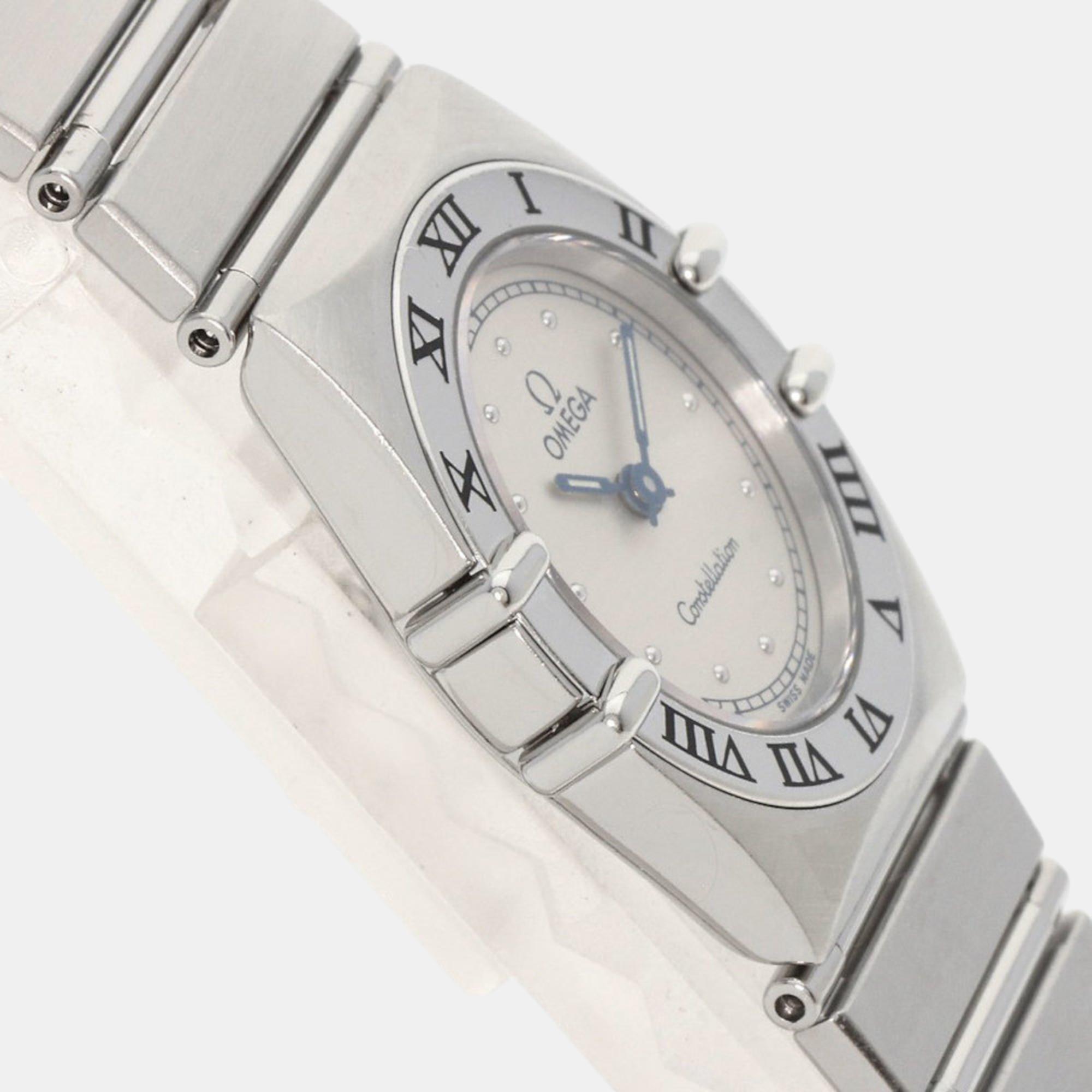 Omega Silver Stainless Steel Constellation Quartz Women's Wristwatch 23 Mm