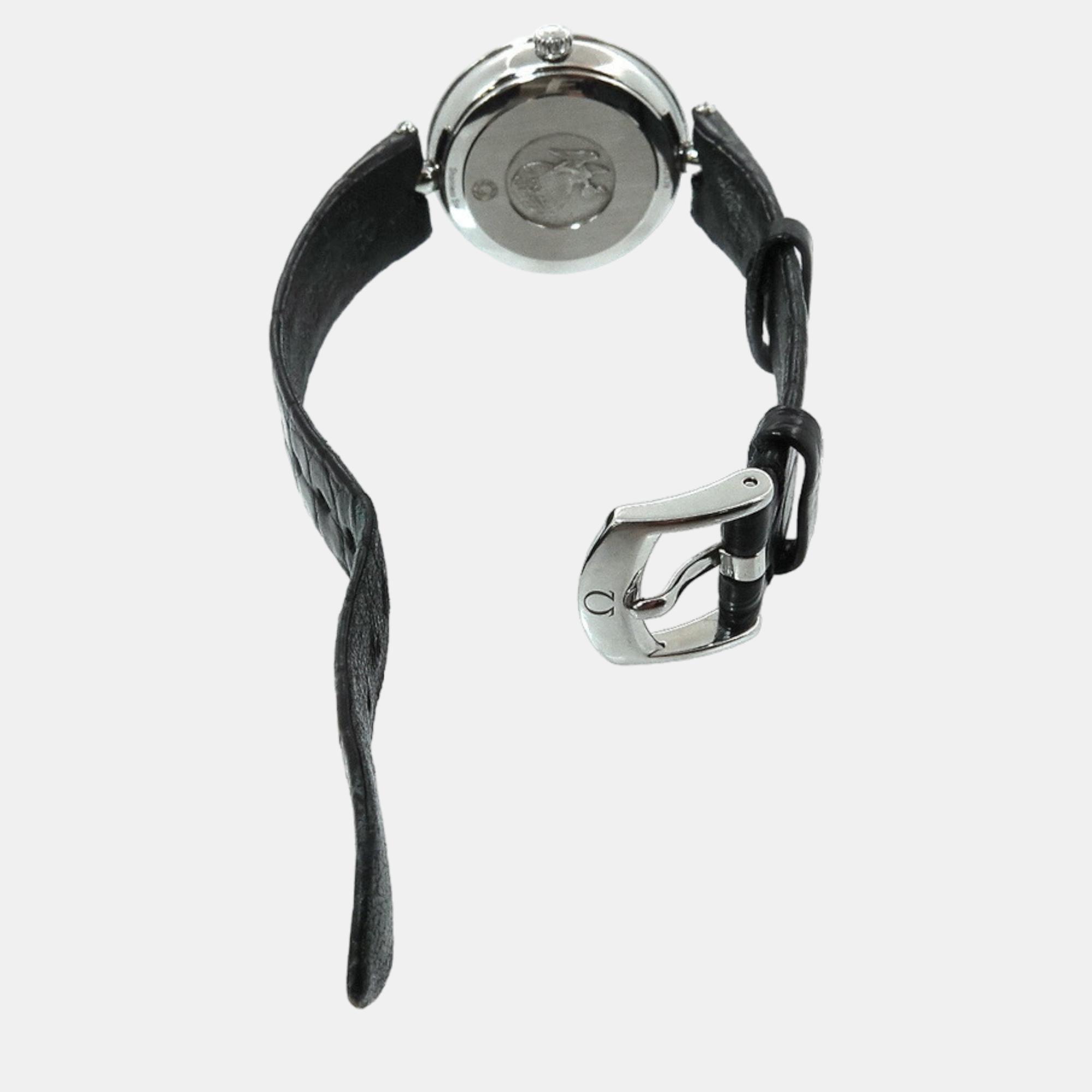 Omega Black Stainless Steel De Ville Prestige 424 13 27 60 51 001 Quartz Women's Wristwatch 27 Mm