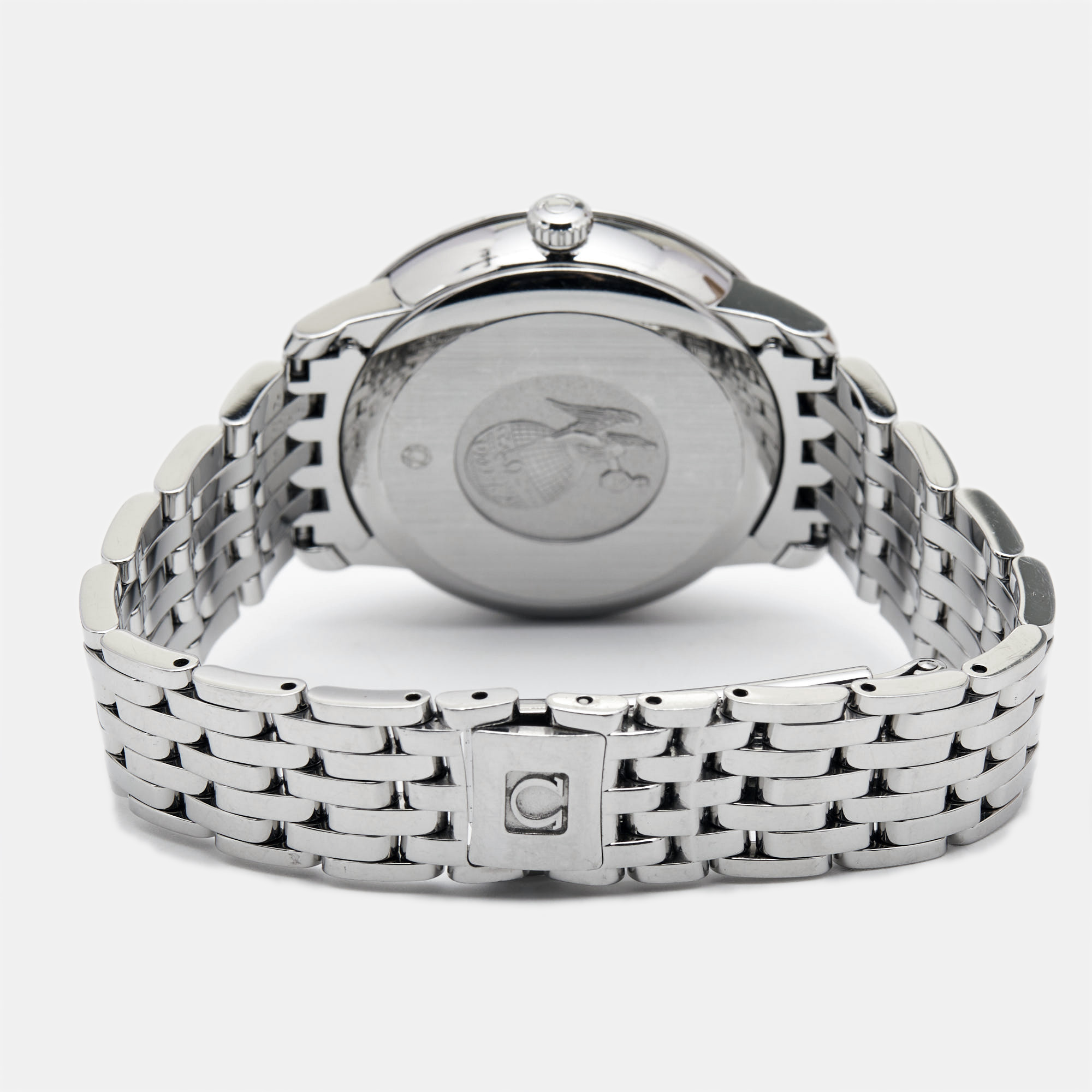 Omega Mother Of Pearl Stainless Steel Diamond De Ville 424.10.33.20.55.002 Women's Wristwatch 32.7 Mm