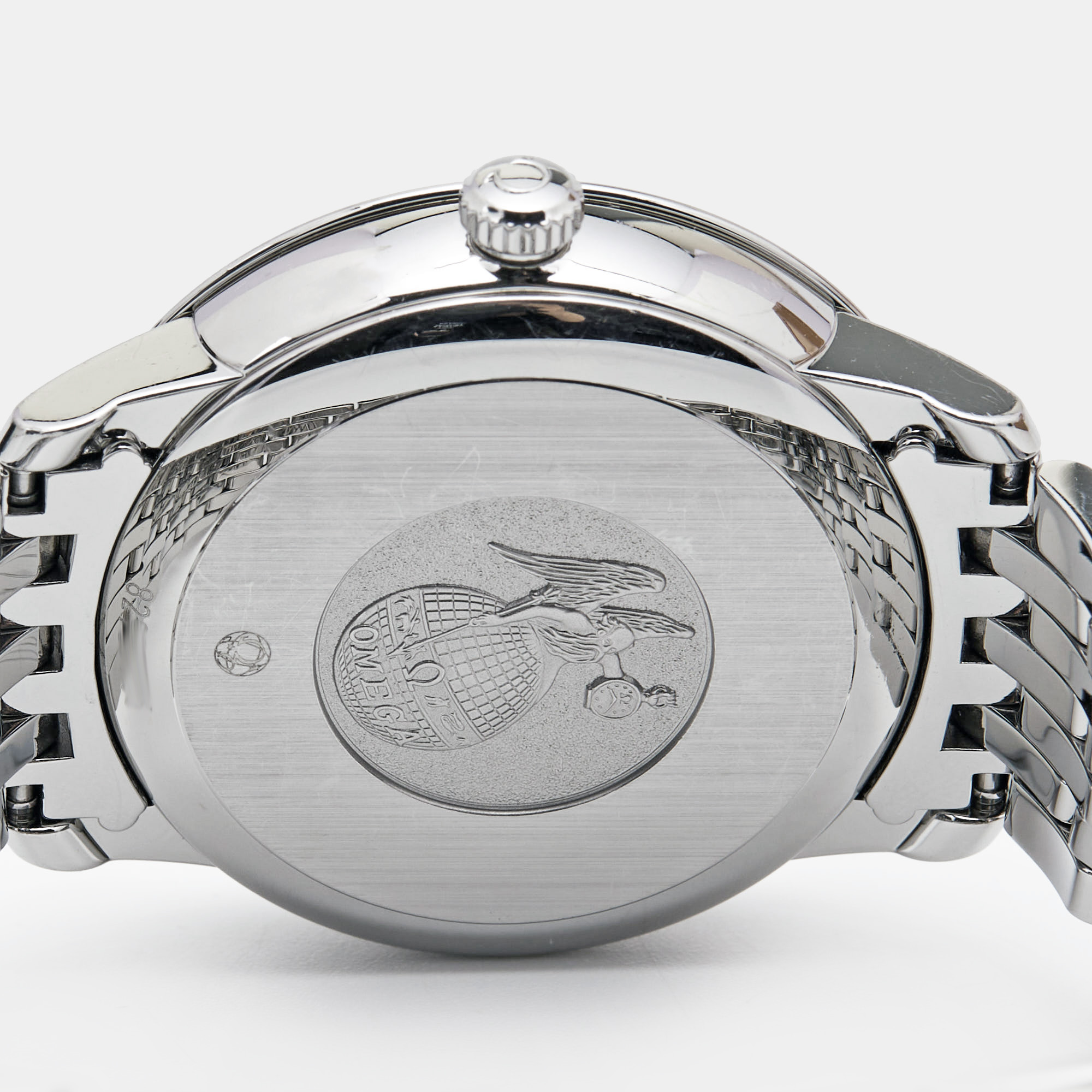 Omega Mother Of Pearl Stainless Steel Diamond De Ville 424.10.33.20.55.002 Women's Wristwatch 32.7 Mm