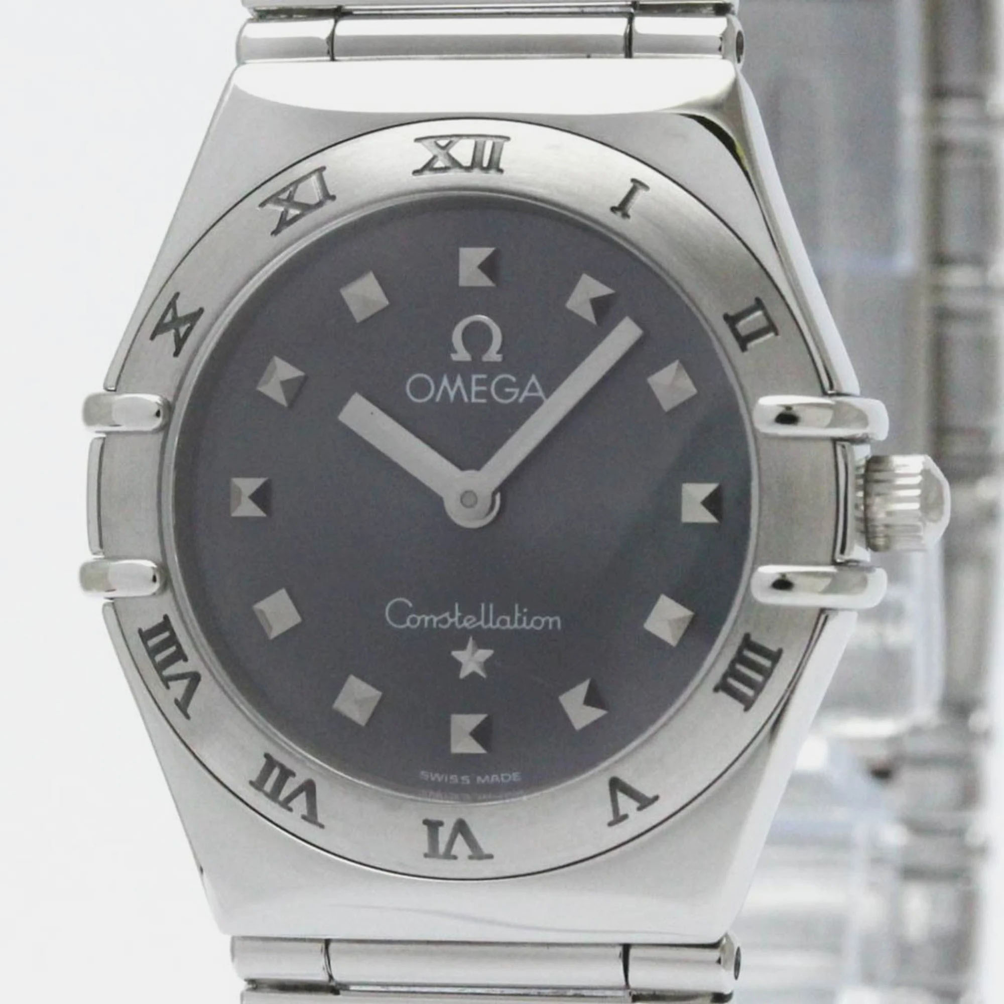 Omega black stainless steel constellation 1571.51 quartz women's wristwatch 25 mm