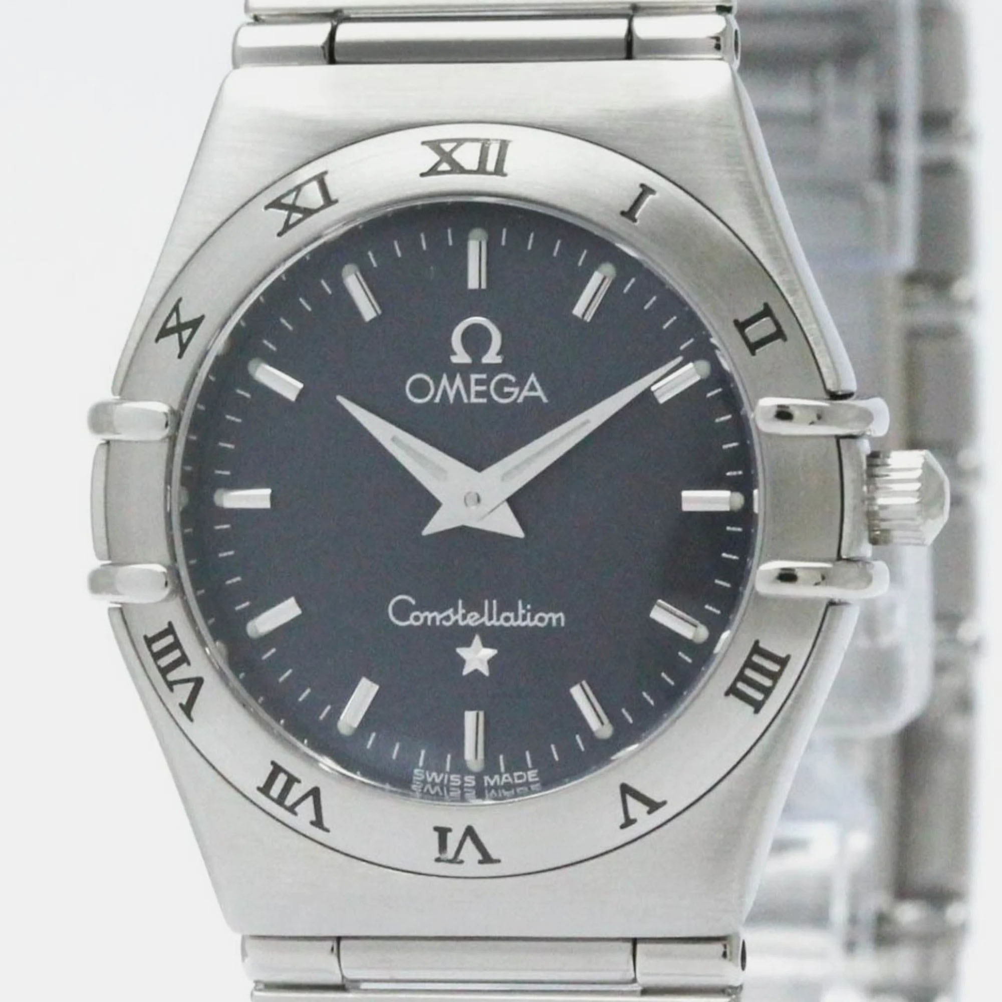 Omega Black Stainless Steel Constellation 1572.40 Quartz Women's Wristwatch 25 Mm