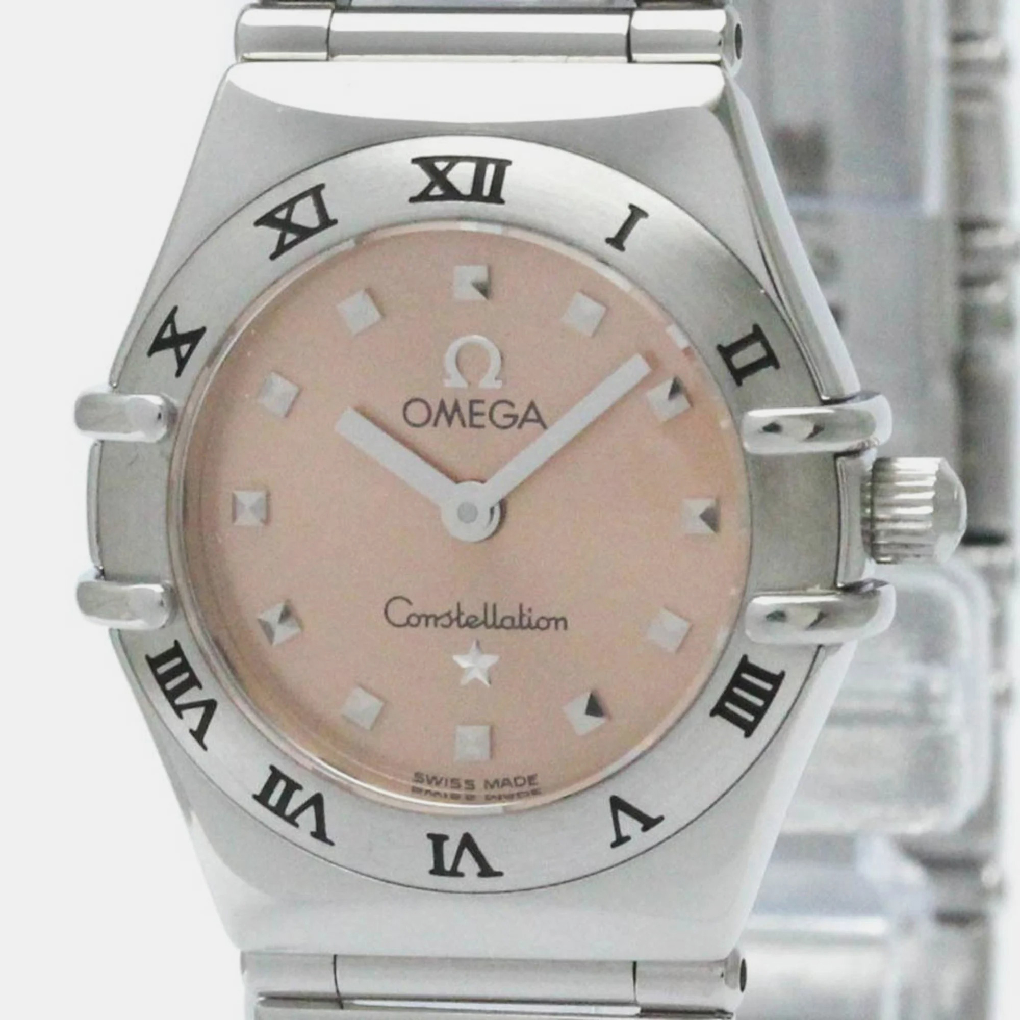Omega Orange Stainless Steel Constellation 1561.61 Quartz Women's Wristwatch 22 Mm
