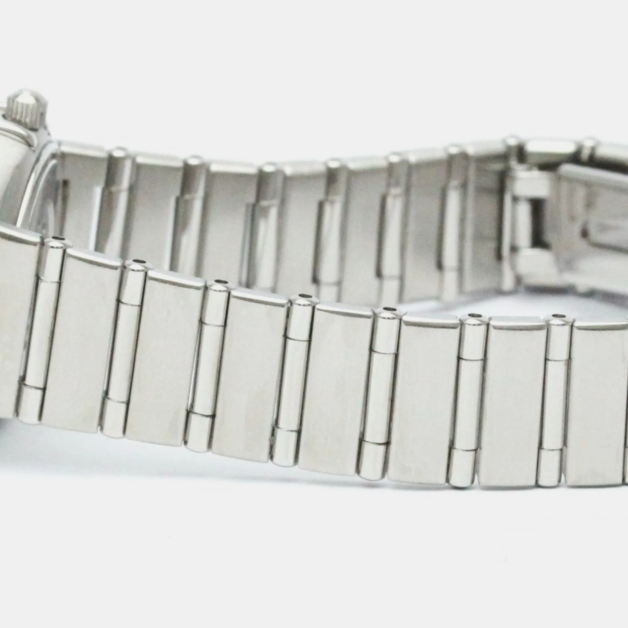 Omega White Shell Diamond Stainless Steel Constellation 1567.75 Quartz Women's Wristwatch 22 Mm