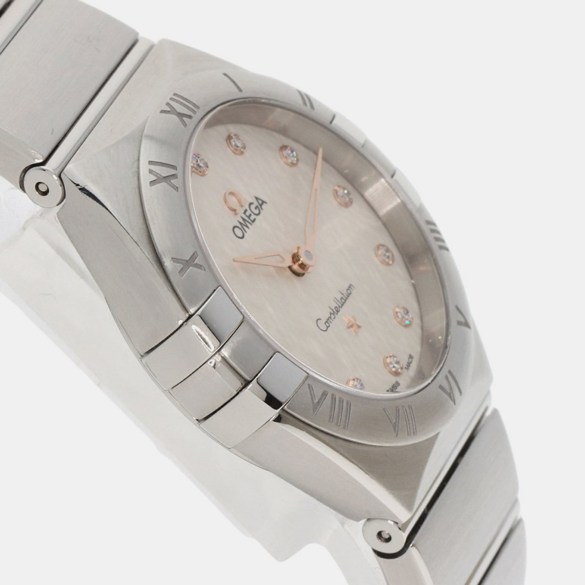 Omega Silver Diamond Stainless Steel Constellation 131.10.28.60.52.001 Quartz Women's Wristwatch 28 Mm