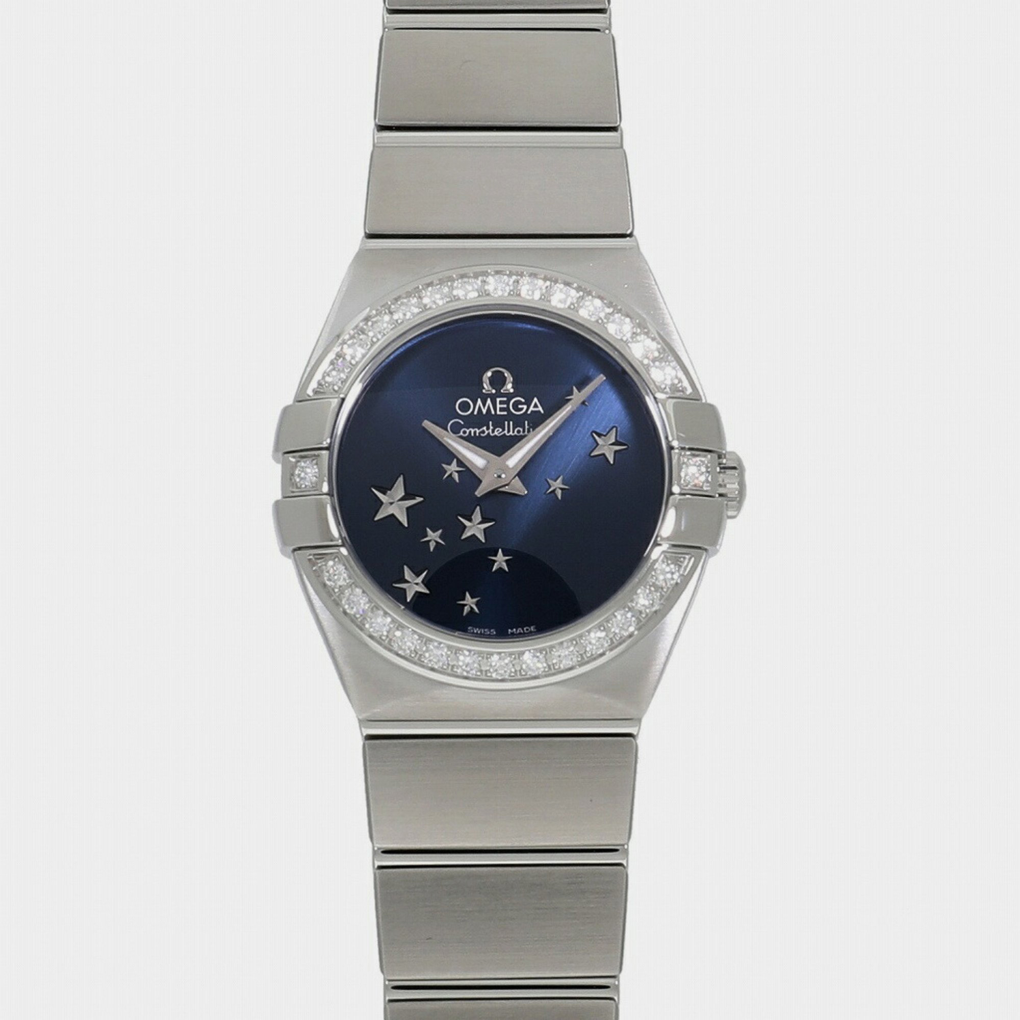 Omega Blue Stainless Steel Constellation 123.15.24.60.03.001 Quartz Women's Wristwatch 24 Mm