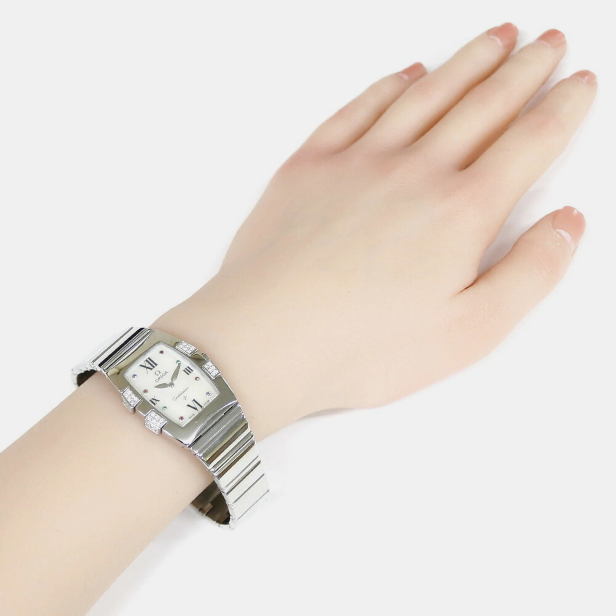 Omega Silver Stainless Steel Constellation 1586.79 Quartz Women's Wristwatch 26.5 Mm