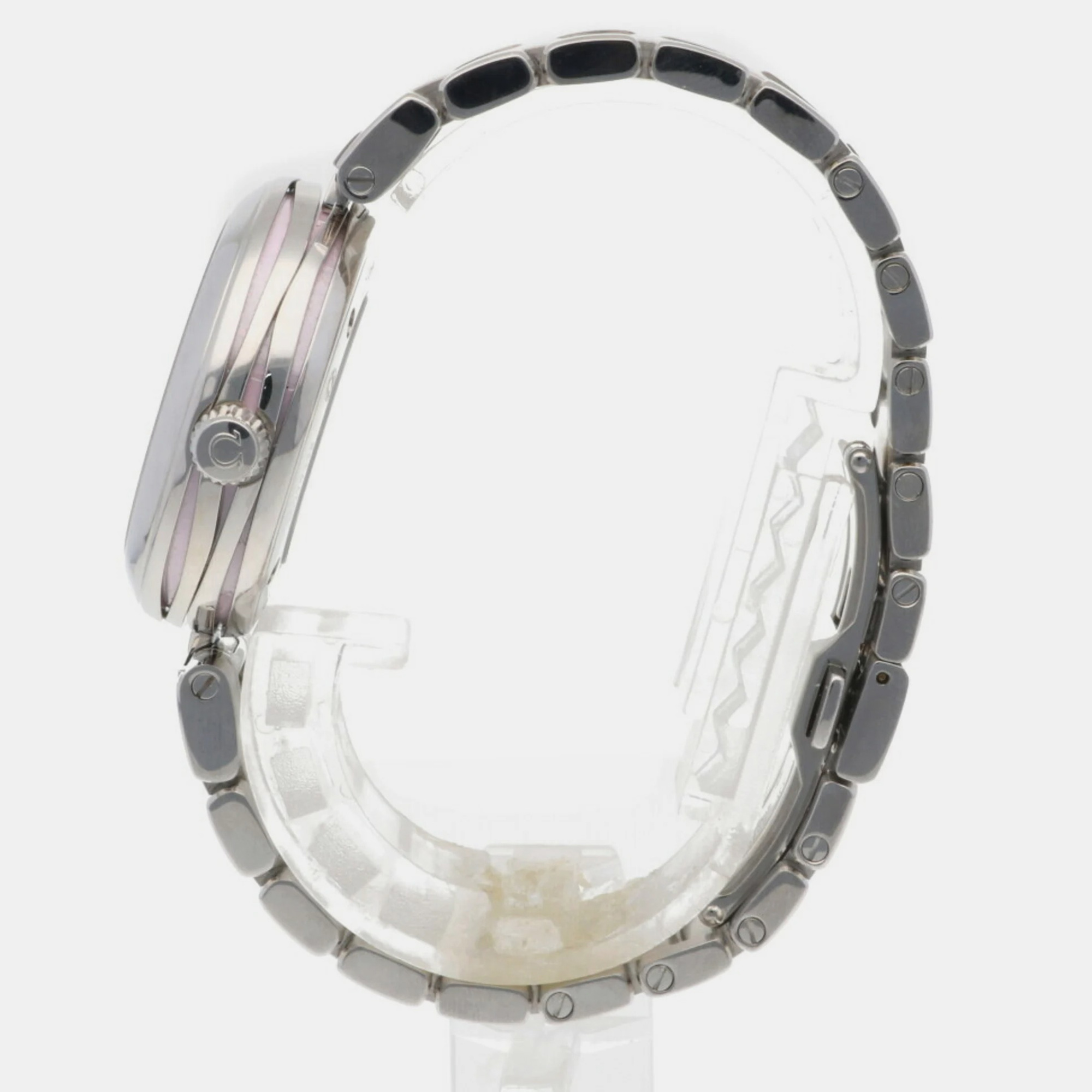Omega Pink Stainless Steel Diamond De Ville Ladymatic 425.30.34.20.57.001 Automatic Women's Wristwatch 34 Mm