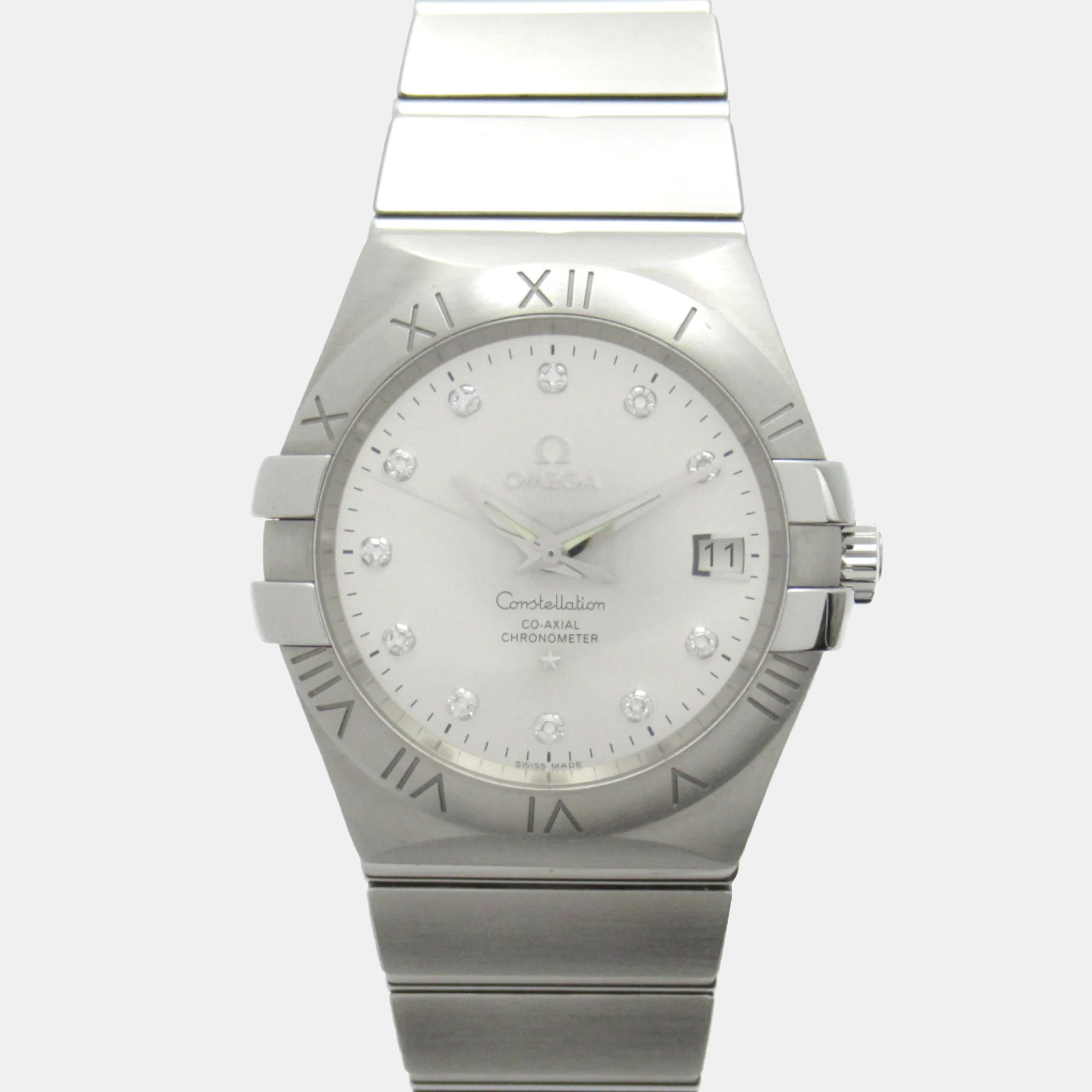 

Omega Silver Diamond Stainless Steel Constellation 123.10.35.20.52.001 Automatic Women's Wristwatch 35 mm