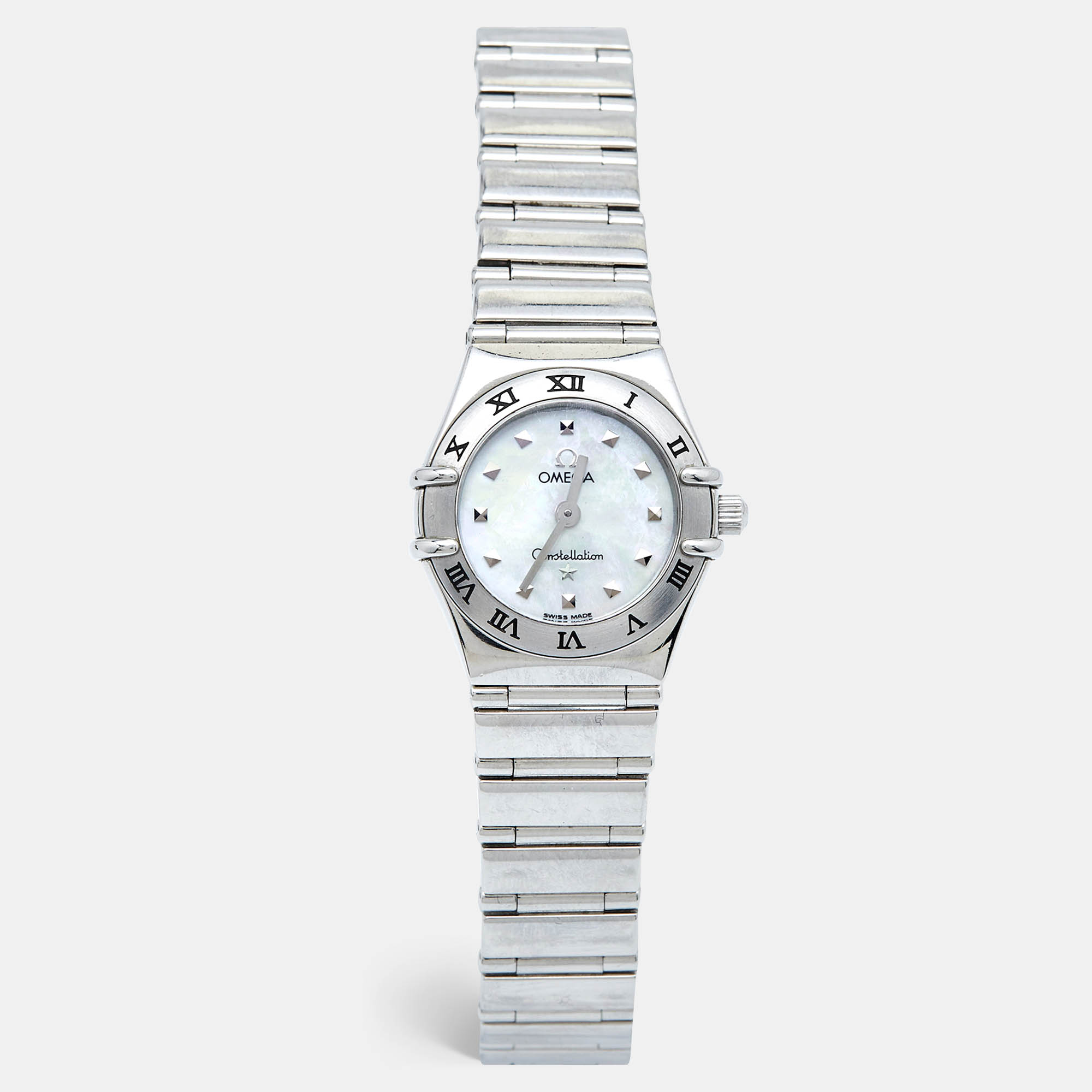 Omega mother of pearl stainless steel constellation my choice 795.1243 women's wristwatch 22.5 mm