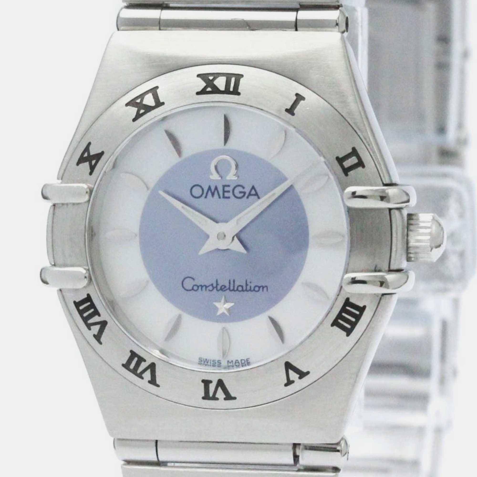 Omega white shell stainless steel constellation 1562.84 quartz women's wristwatch 22 mm