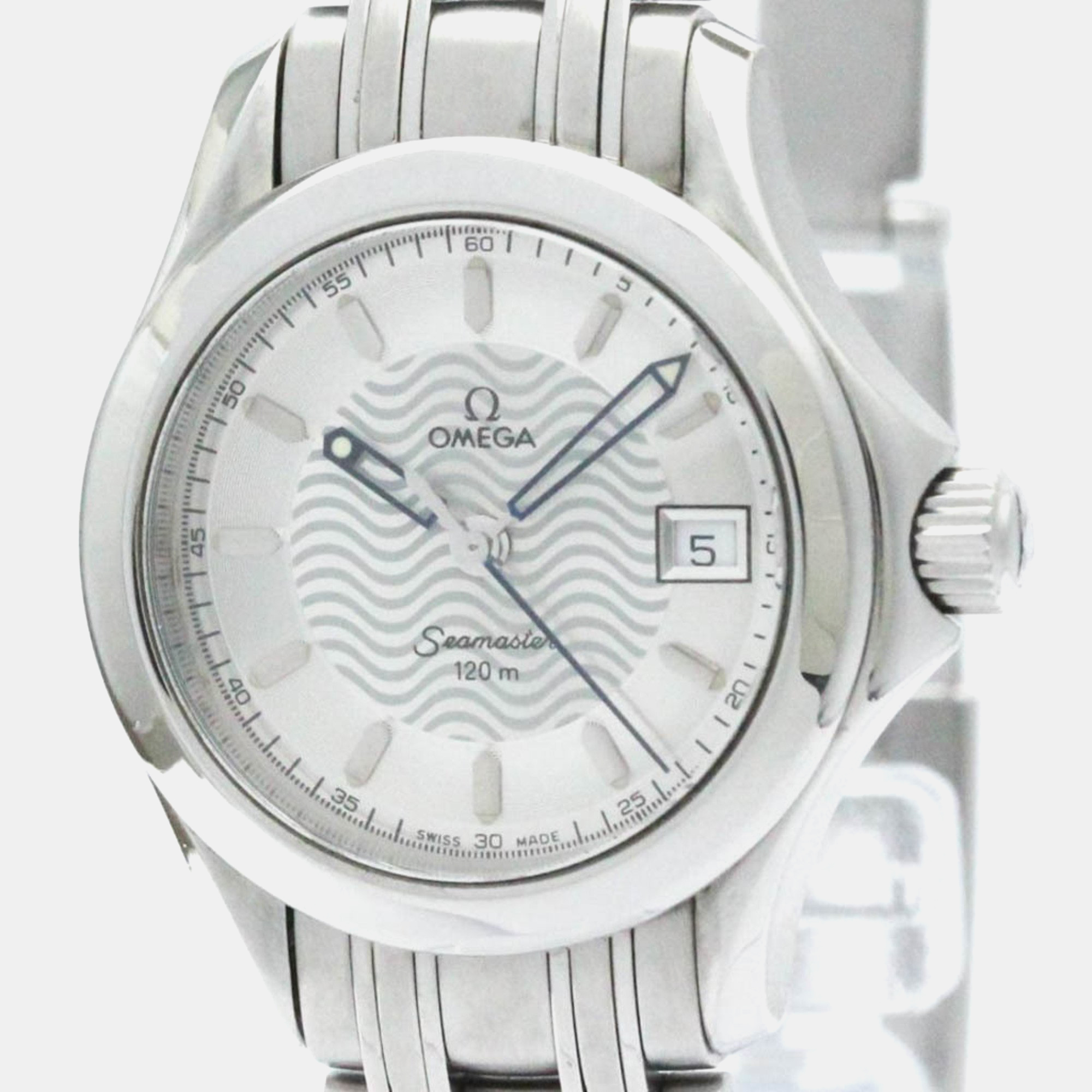 Omega silver stainless steel seamaster quartz women's wristwatch 26 mm
