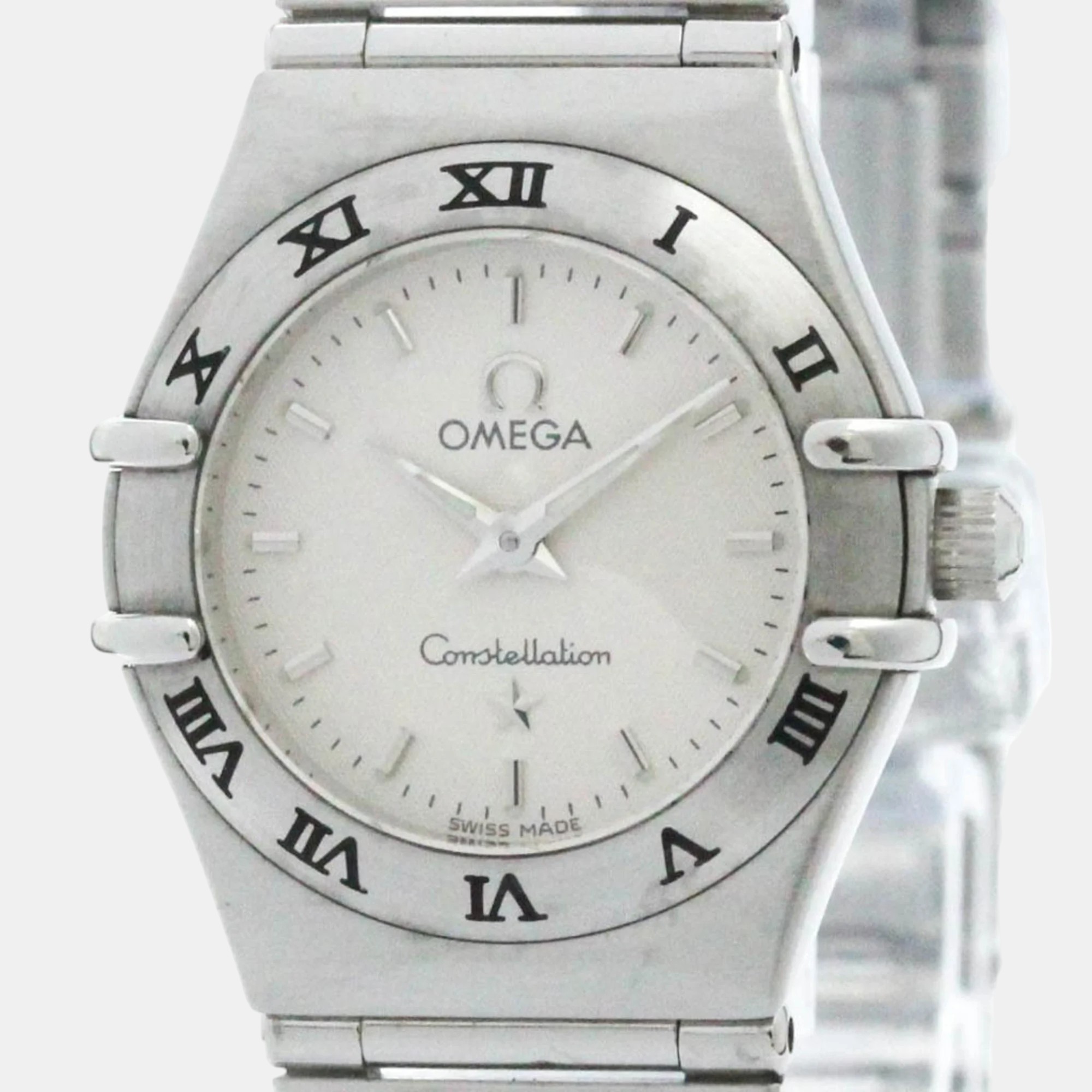 Omega silver stainless steel constellation 1562.30 quartz women's wristwatch 22 mm