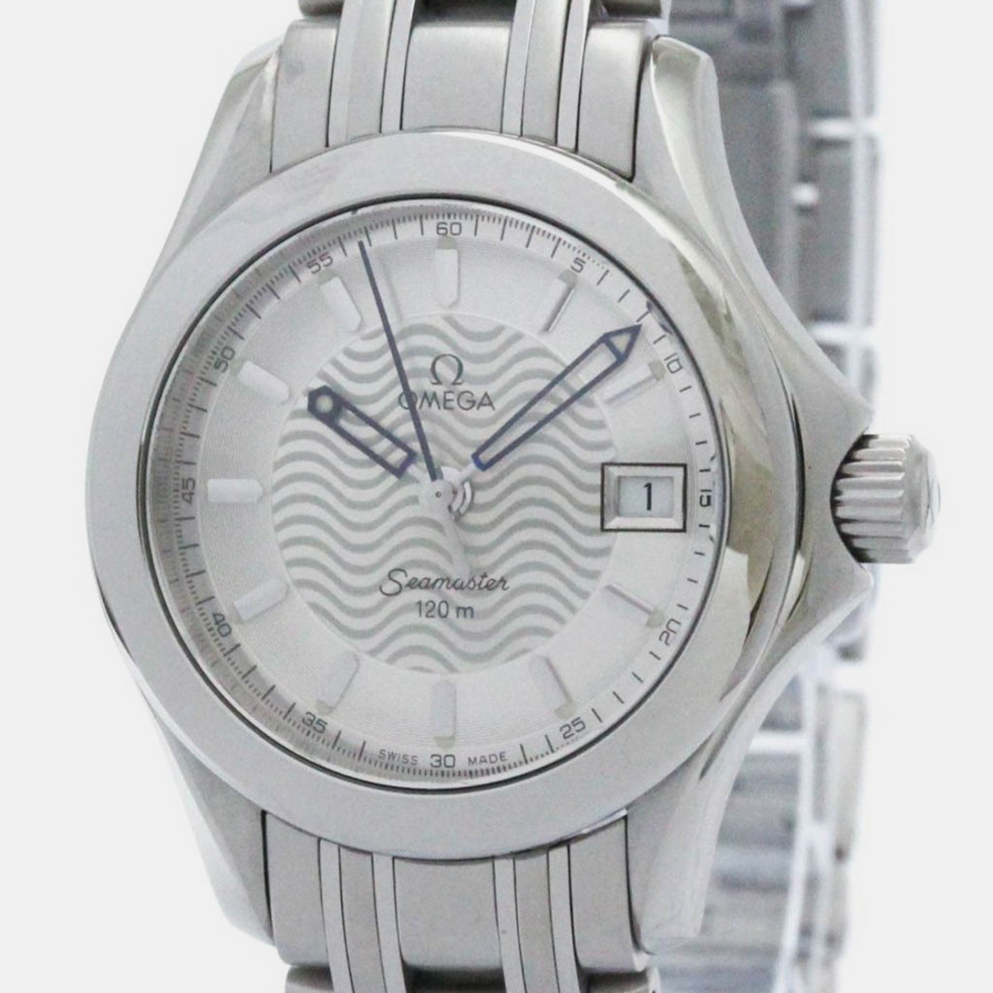 Omega silver stainless steel seamaster 2581.31 quartz women's wristwatch 26 mm