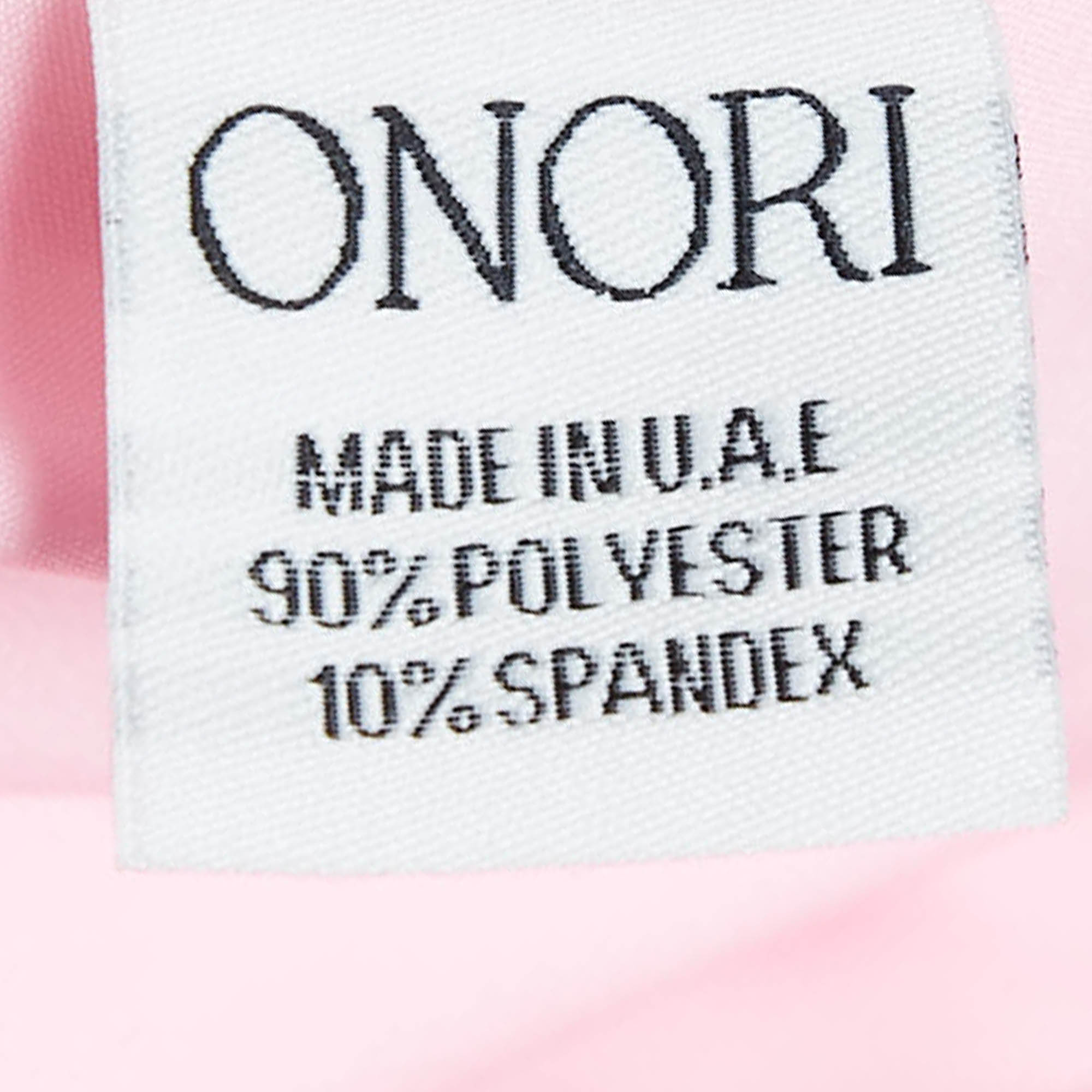 Onori Pink Crepe Faux Feather Detail Mini Dress S