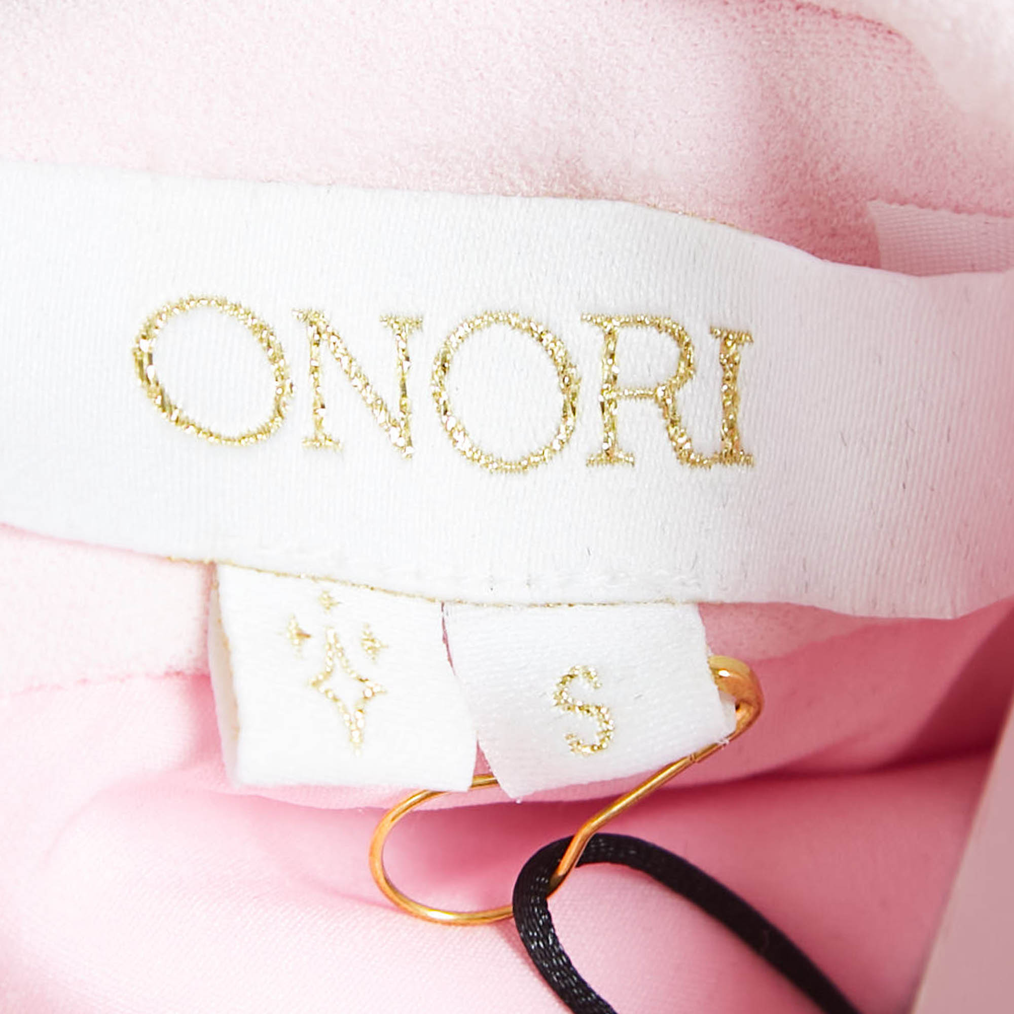 Onori Pink Crepe Faux Feather Detail Mini Dress S