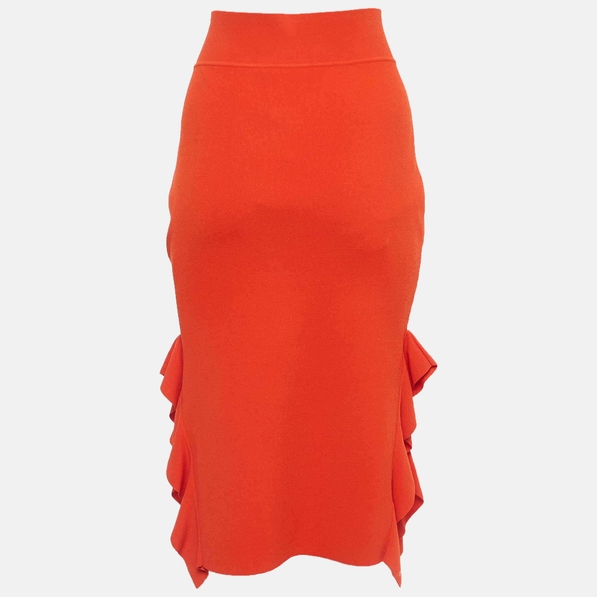 Opening Ceremony Orange Knits  Side Flounce Pencil Skirts