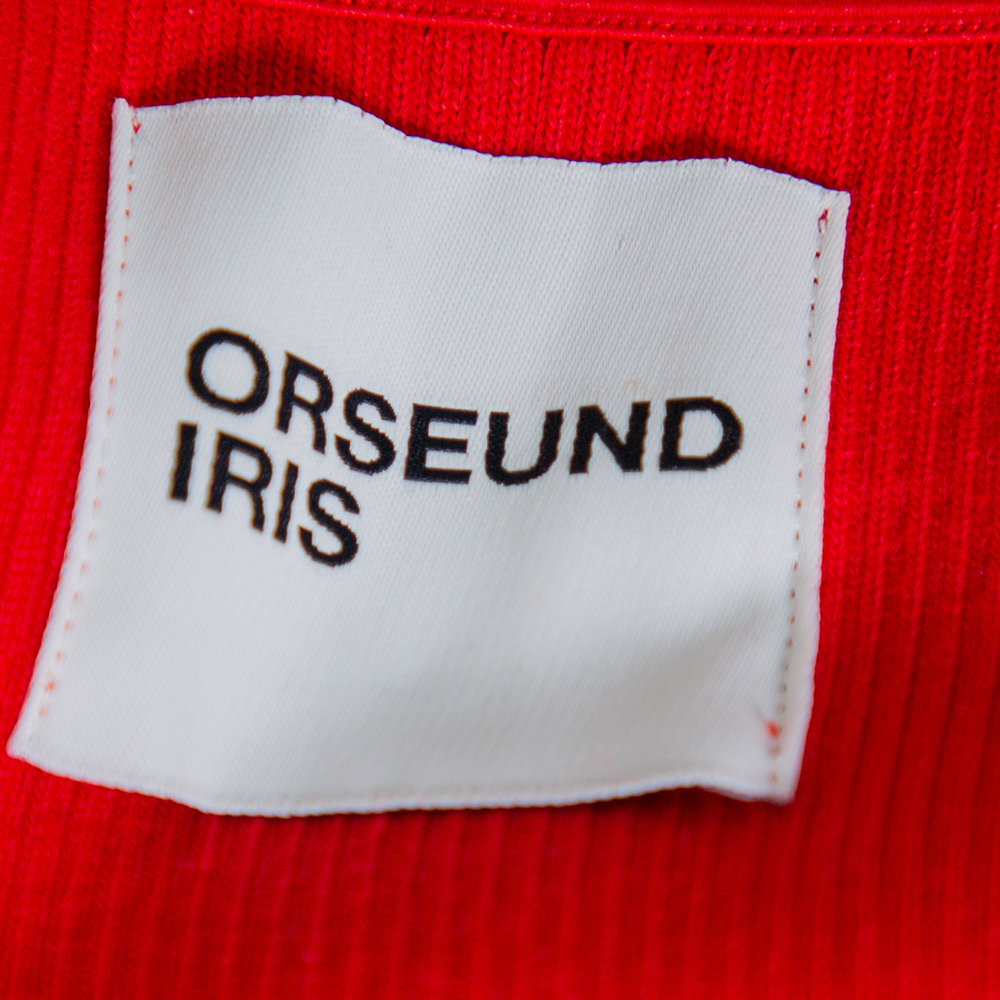 Orseund Iris Red Knit Off Shoulder Crop Top L