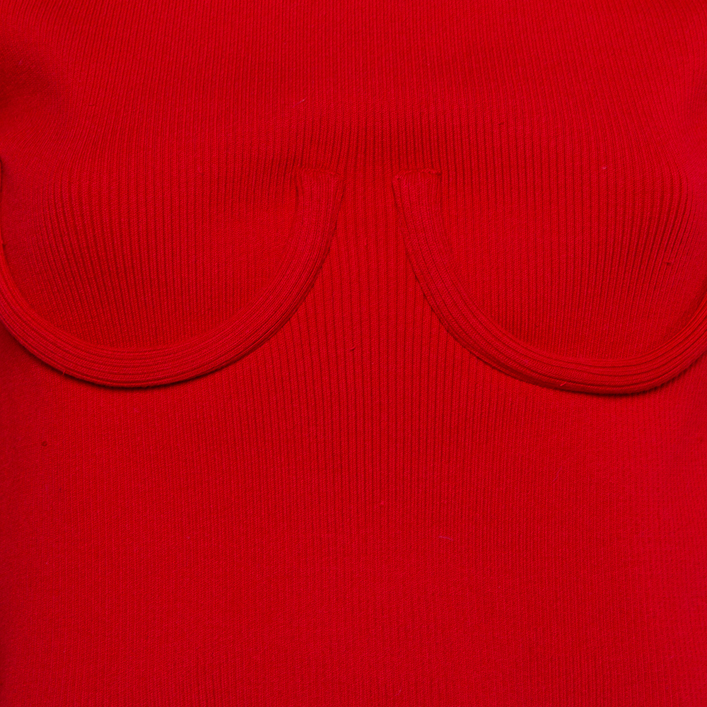 Orseund Iris Red Knit Off Shoulder Crop Top M