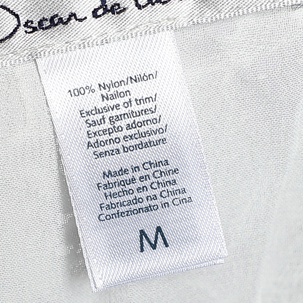 Oscar De La Renta Monochrome Lace Nightwear Wrap Dress M